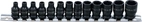 Krafthylsa-sats Sexkant | 6,3 mm (1/4") | 4 - 14 mm | 13 delar