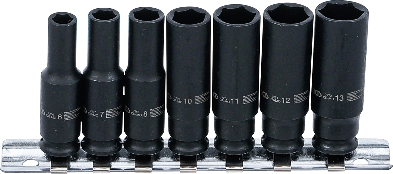 Krafthylsa-sats Sexkant, djup | 6,3 mm (1/4") | 6 - 13 mm | 7 delar
