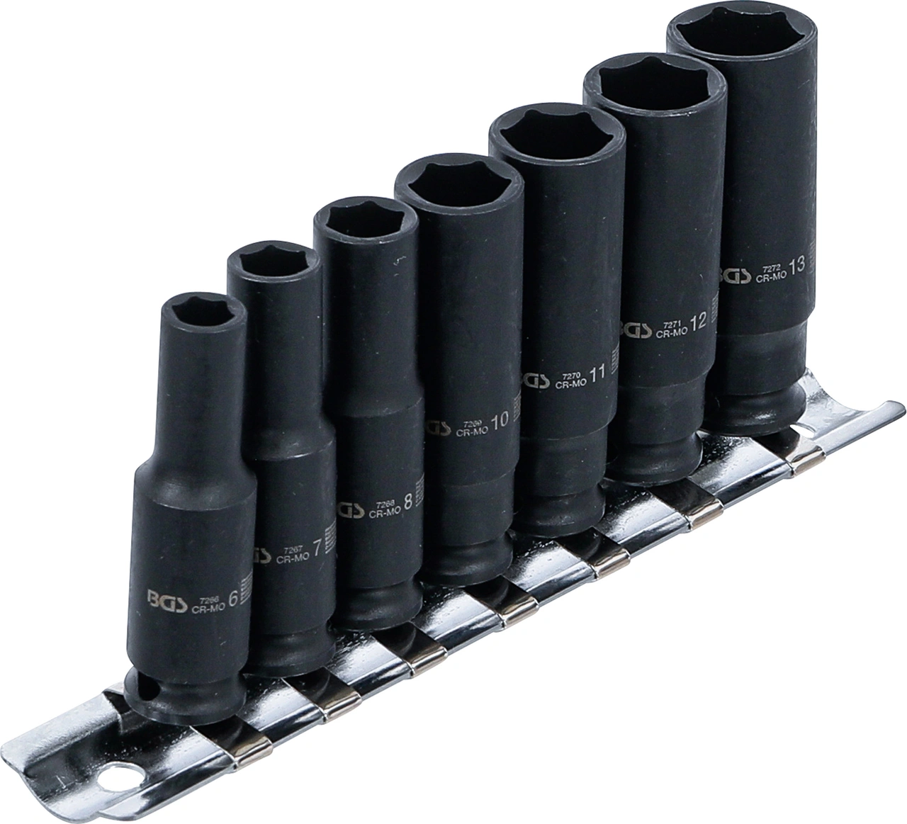 Krafthylsa-sats Sexkant, djup | 6,3 mm (1/4") | 6 - 13 mm | 7 delar