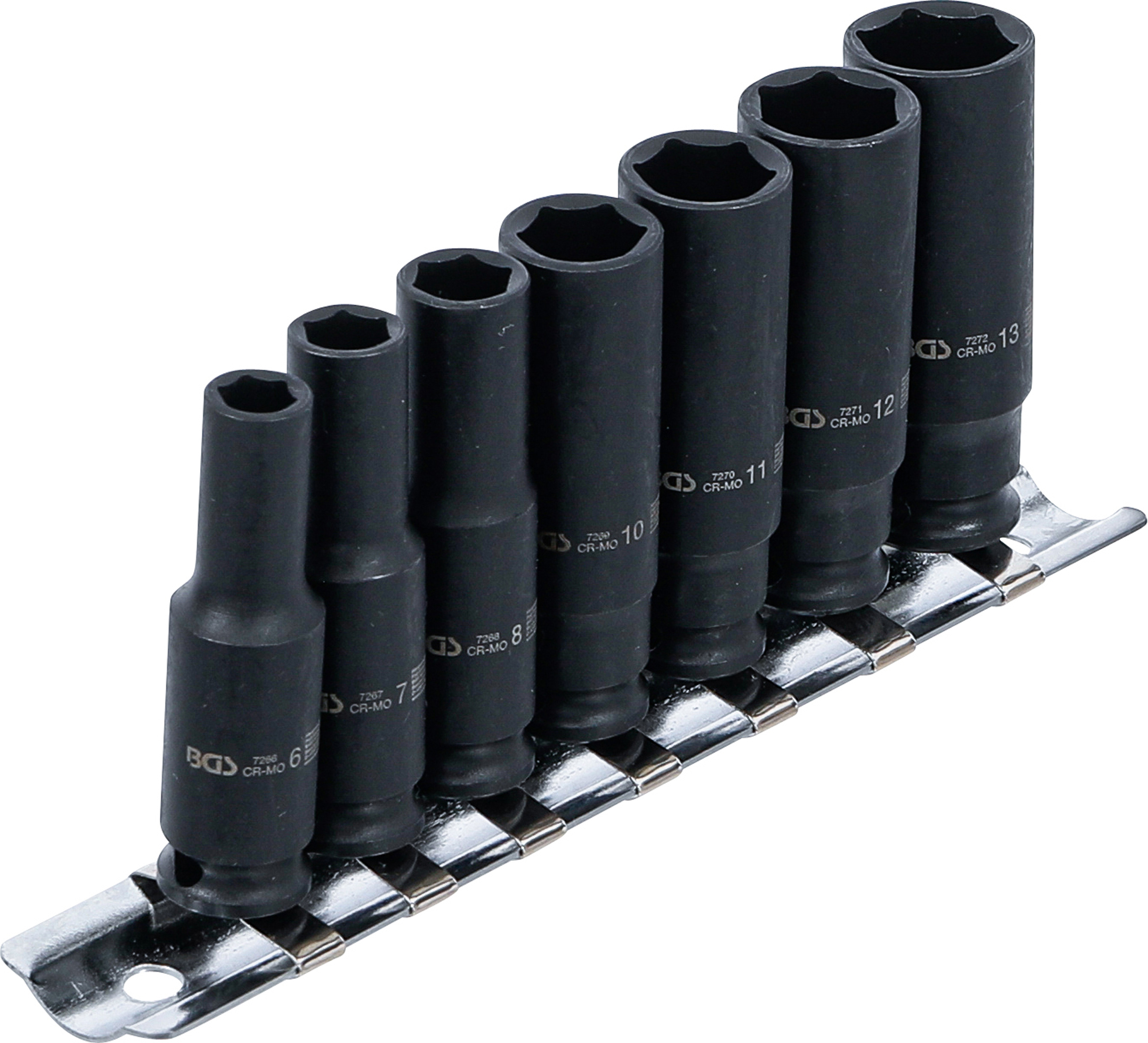Krafthylsa-sats Sexkant, djup | 6,3 mm (1/4") | 6 - 13 mm | 7 delar
