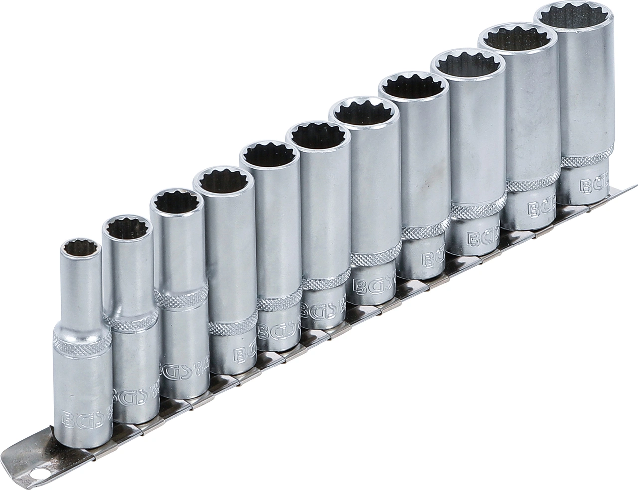 Hylsa-sats Tolvkant, djup | 10 mm (3/8") | 8 - 19 mm | 11 delar