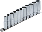 Hylsa-sats Tolvkant, djup | 10 mm (3/8") | 8 - 19 mm | 11 delar