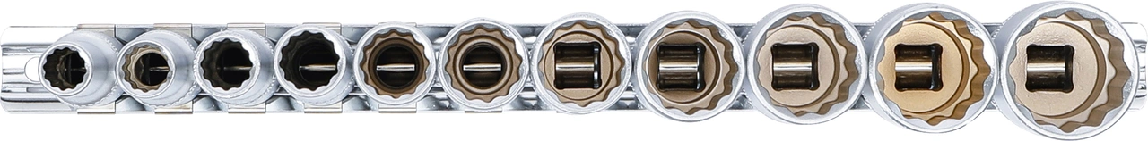 Hylsa-sats Tolvkant, djup | 10 mm (3/8") | Tumsstorlekar | 11 delar