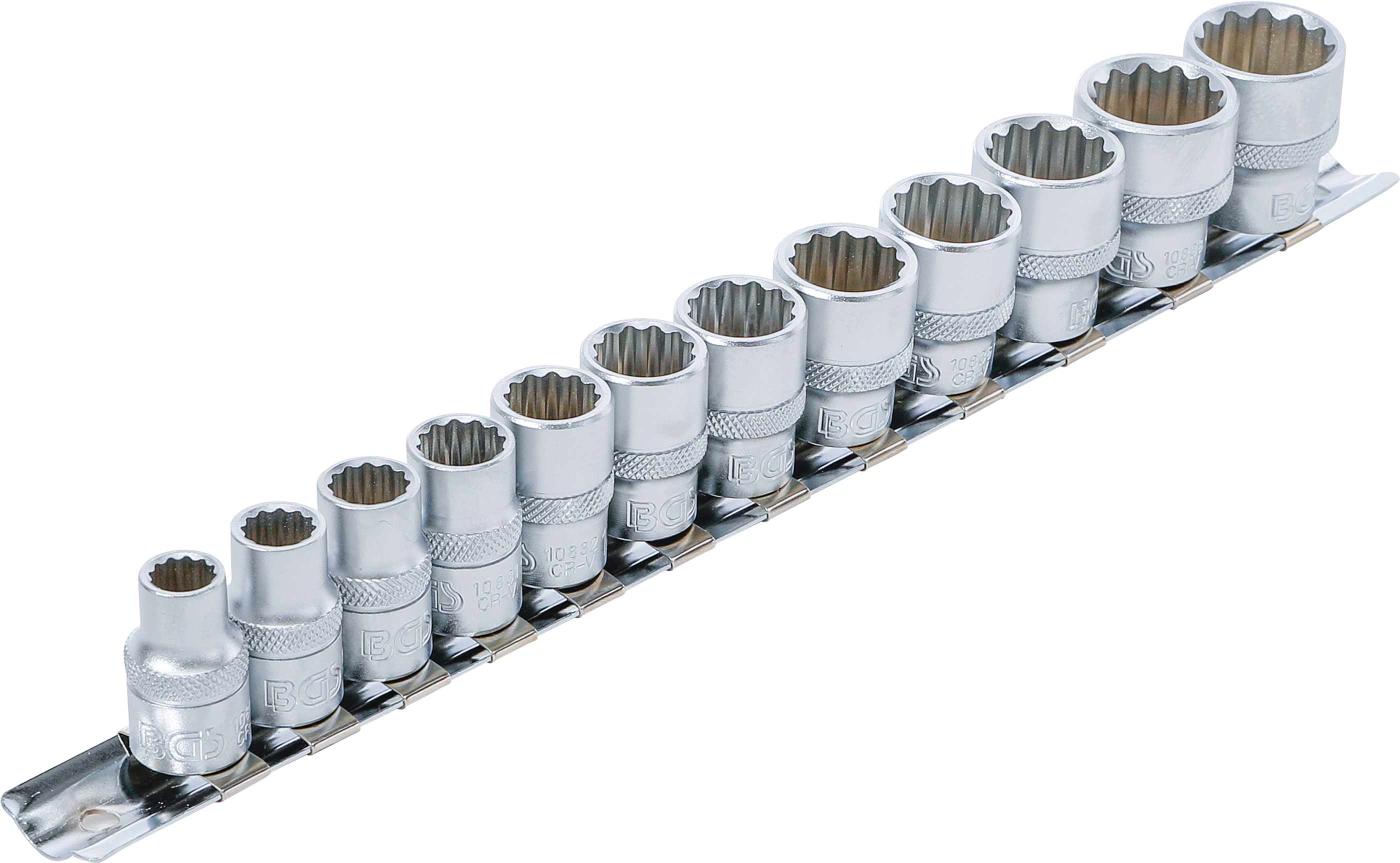 Hylsa-sats, Tolvkant | 10 mm (3/8") | 8 - 19 mm | 12 delar