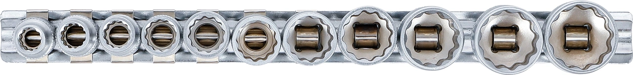 Hylsa-sats, Tolvkant | 10 mm (3/8") | Tumsstorlekar | 11 delar