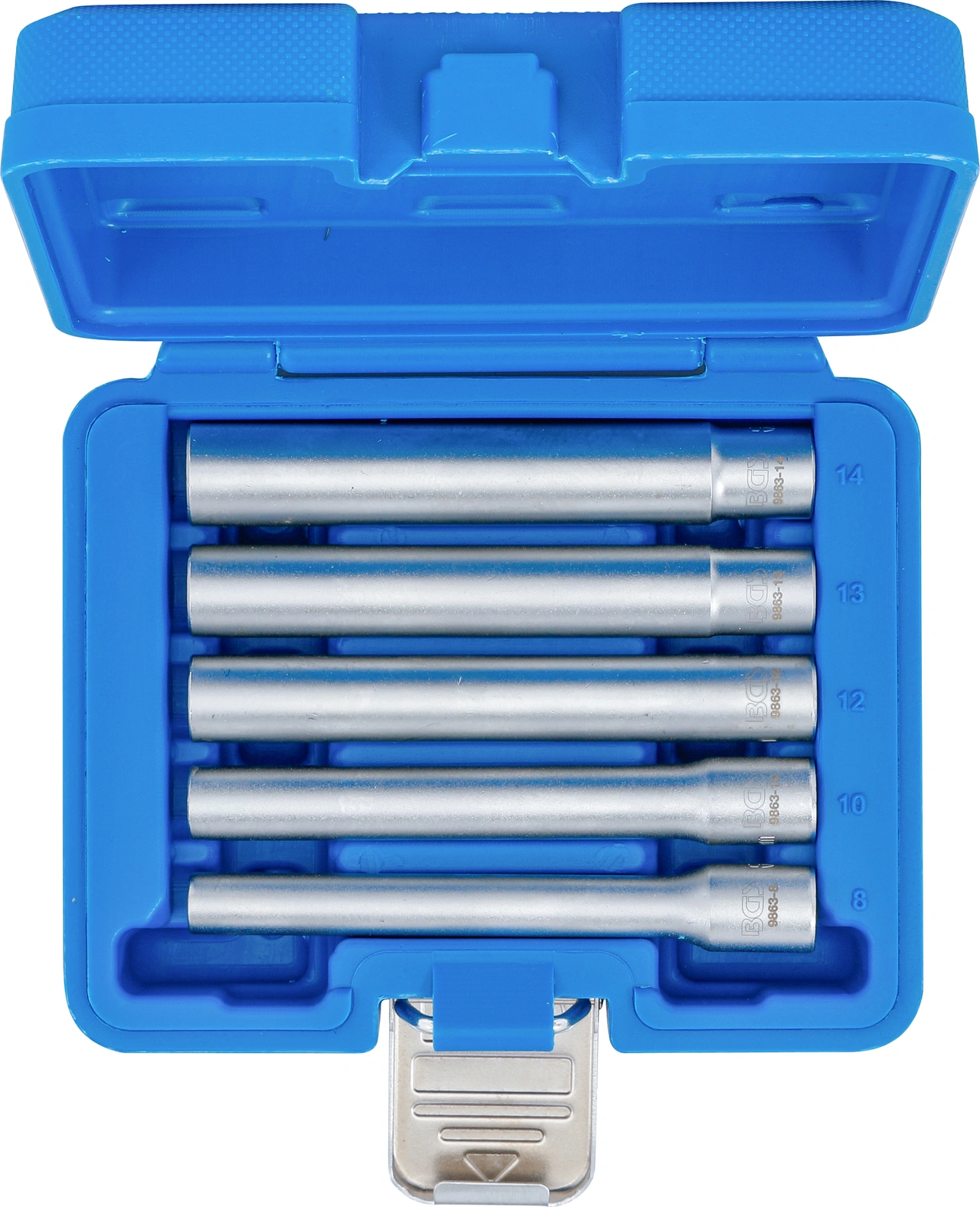 Hylsa-sats, sexkant, extra djup | Inre fyrkant 10 mm (3/8") | 8 - 14 mm | 5-tlg.