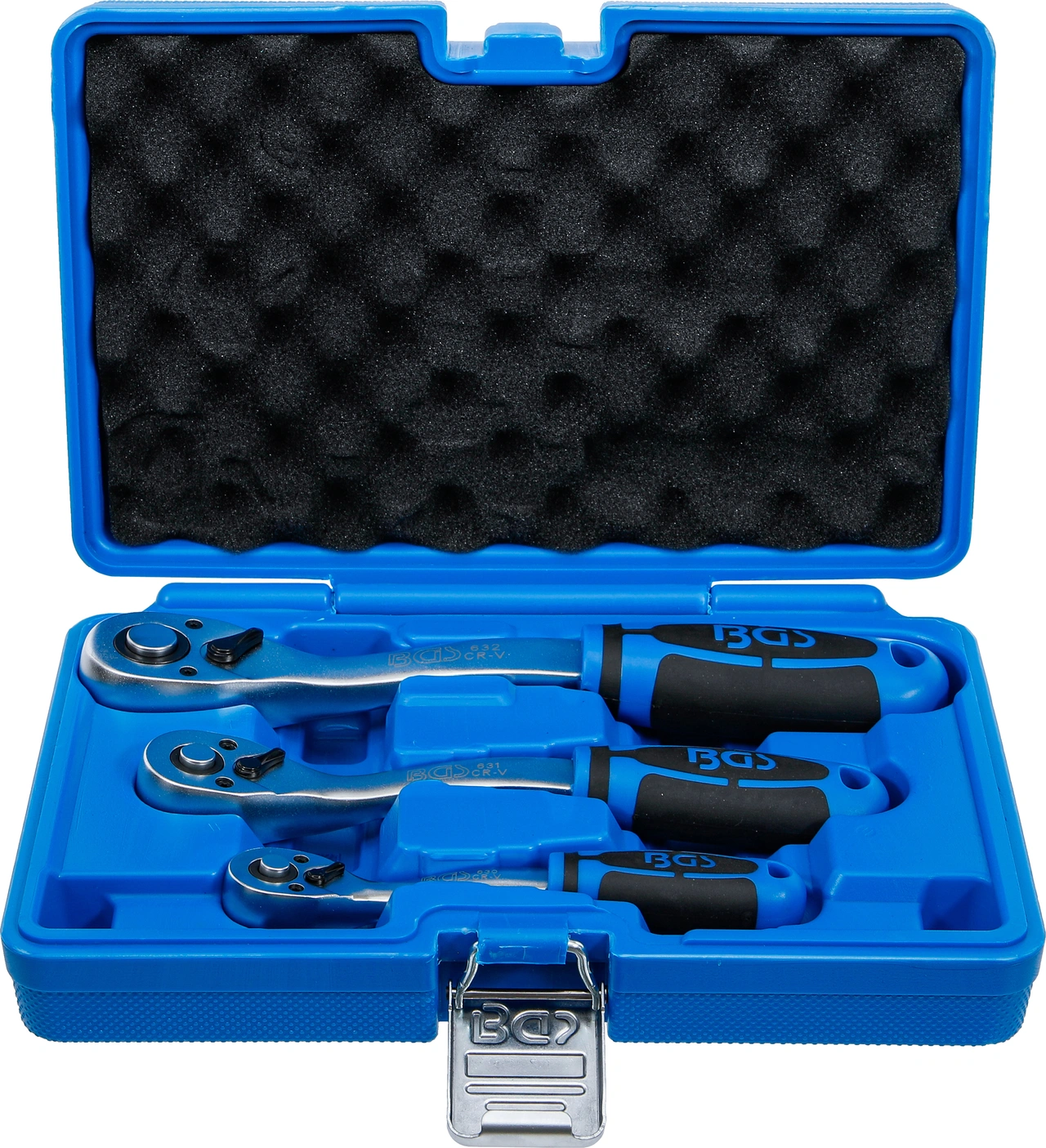 Omställbart Spärrhandtag-sats | Fintandad | 6,3 mm (1/4"), 10 mm (3/8"), 12,5 mm (1/2") | 3 delar