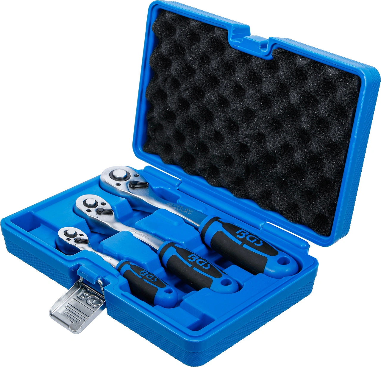 Omställbart Spärrhandtag-sats | Fintandad | 6,3 mm (1/4"), 10 mm (3/8"), 12,5 mm (1/2") | 3 delar