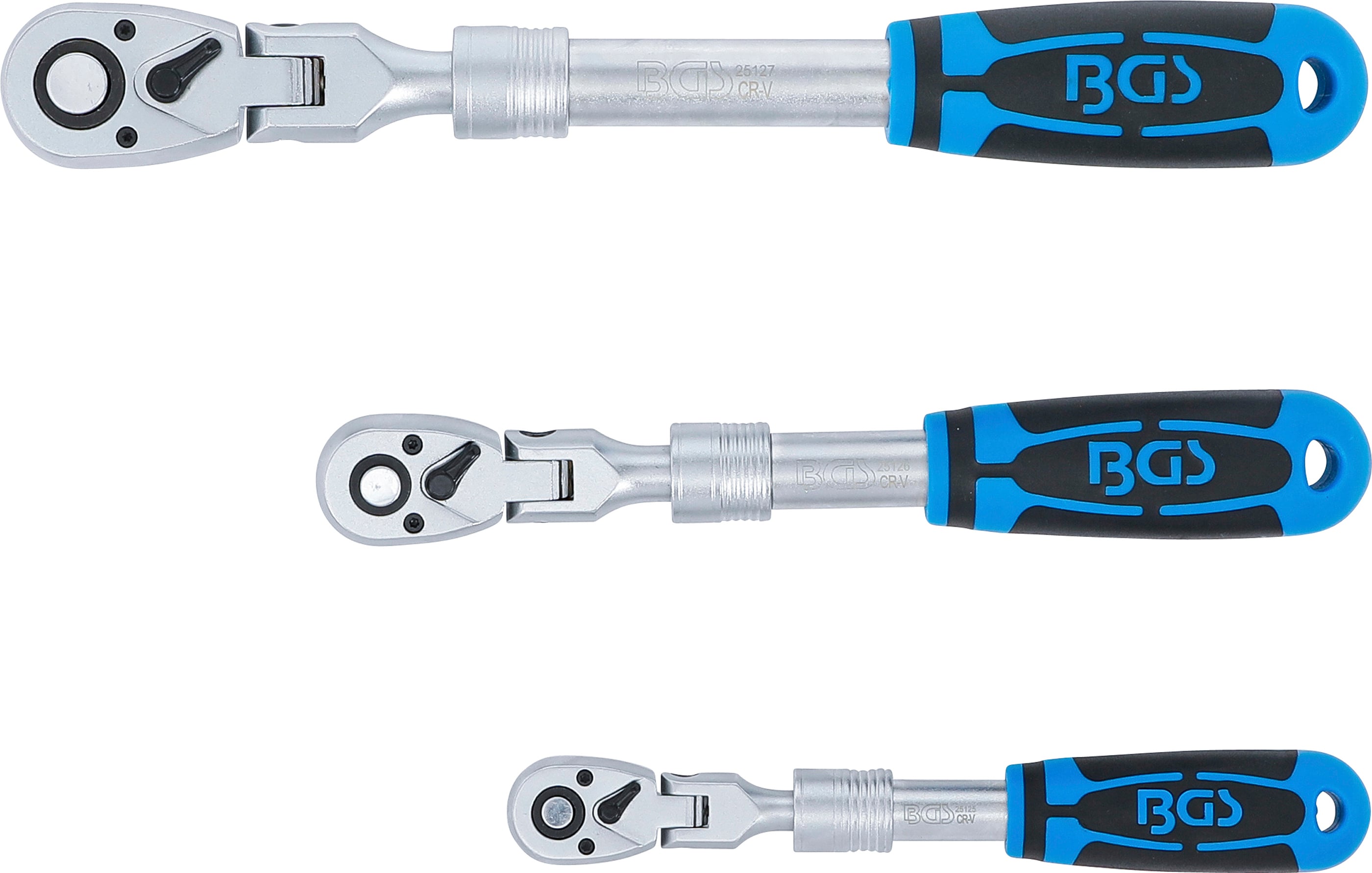 Omställbart Spärrhandtag-sats | utdragbart, vinkelbart | 6,3 mm (1/4") - 10 mm (3/8") - 12,5 mm (1/2") | 3 delar