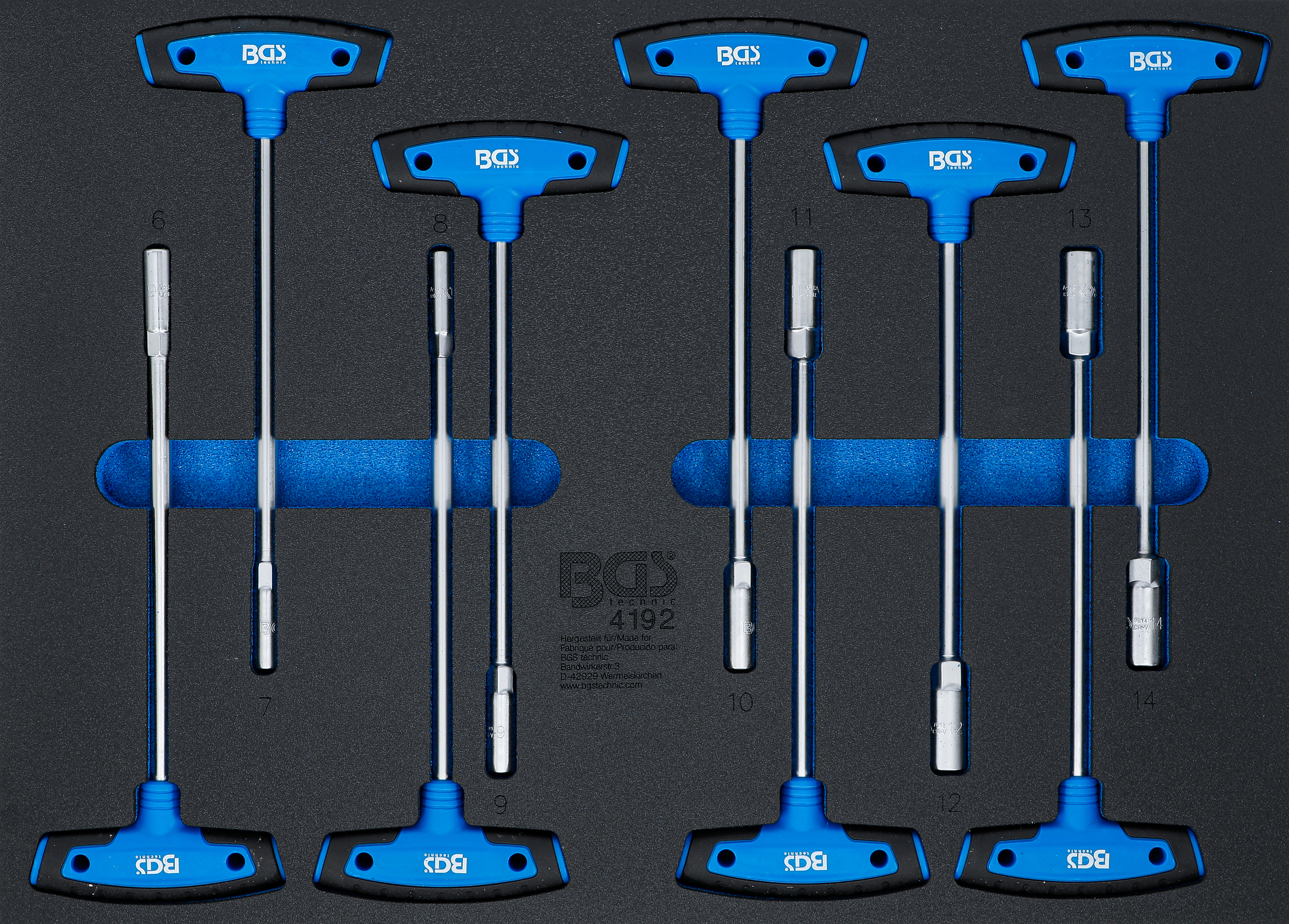 Verkstadsvagninlägg 3/3: T-handtag-Hylsnyckel-sats | 9 delar