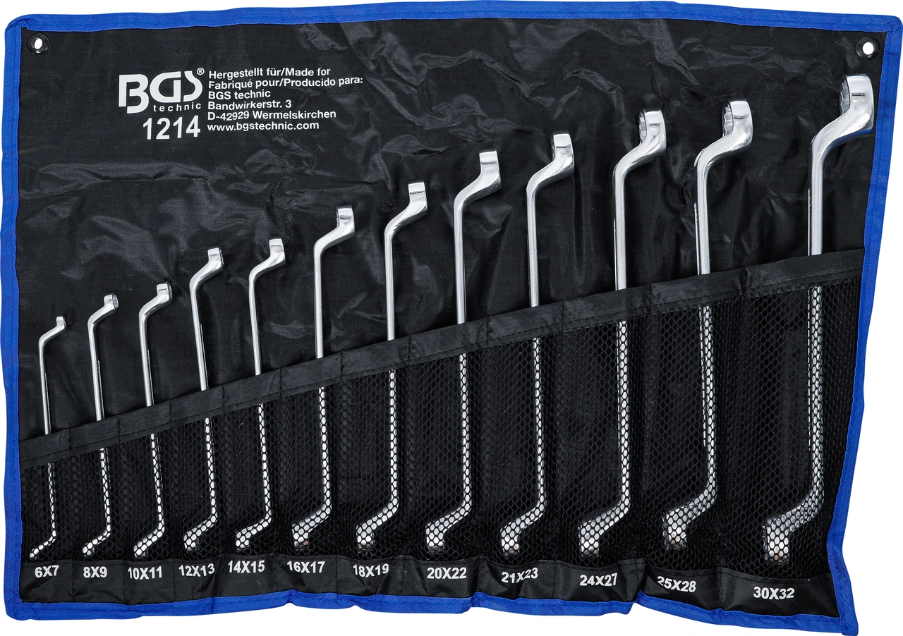 Dubbel-ringnyckel-sats | Bockad | 6 x 7 - 30 x 32 mm | 12 delar