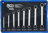 Dubbel-ringnyckel-sats | extra platt | 6 - 22 mm | 8 delar