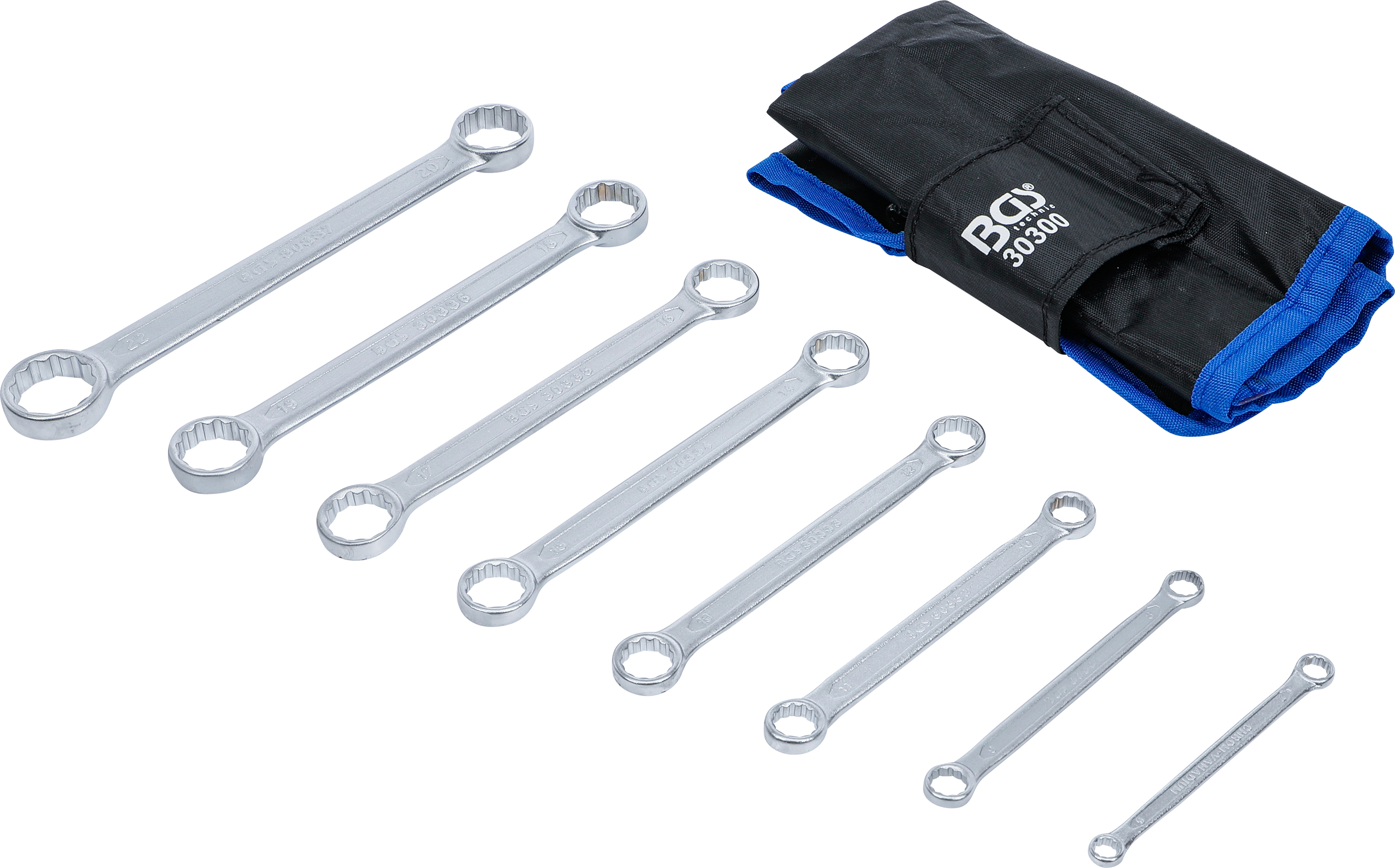 Dubbel-ringnyckel-sats | extra platt | 6 - 22 mm | 8 delar