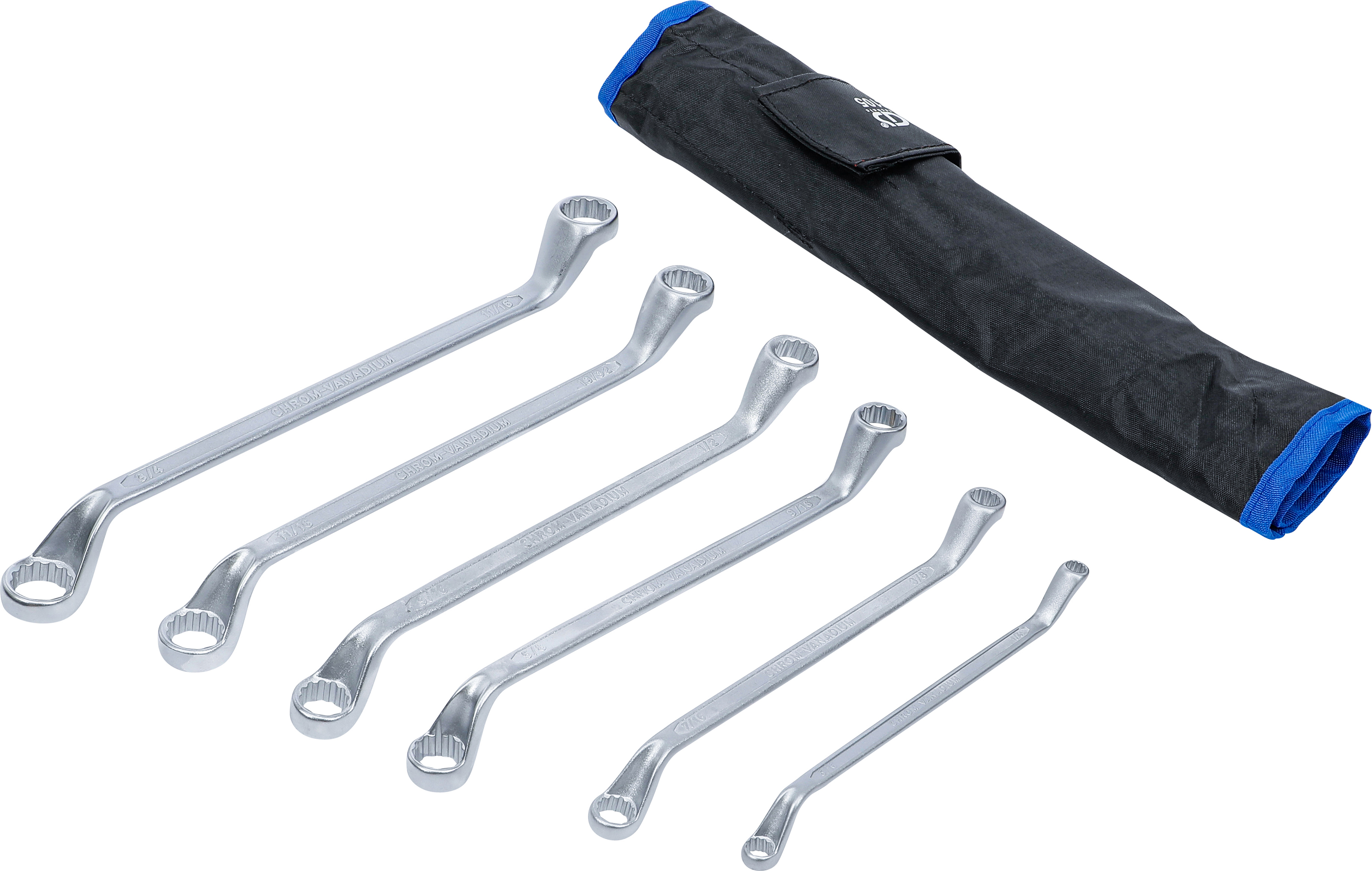 Dubbel-ringnyckel-sats | Djupt bockad | Tumsstorlekar | 1/4" - 3/4" | 6 delar