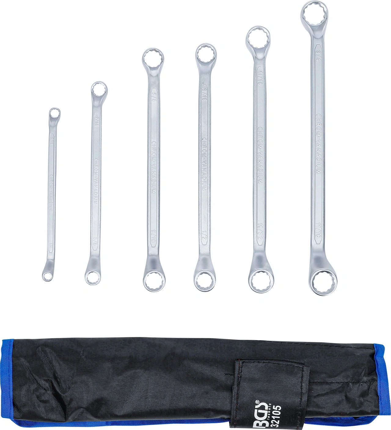 Dubbel-ringnyckel-sats | Djupt bockad | Tumsstorlekar | 1/4" - 3/4" | 6 delar