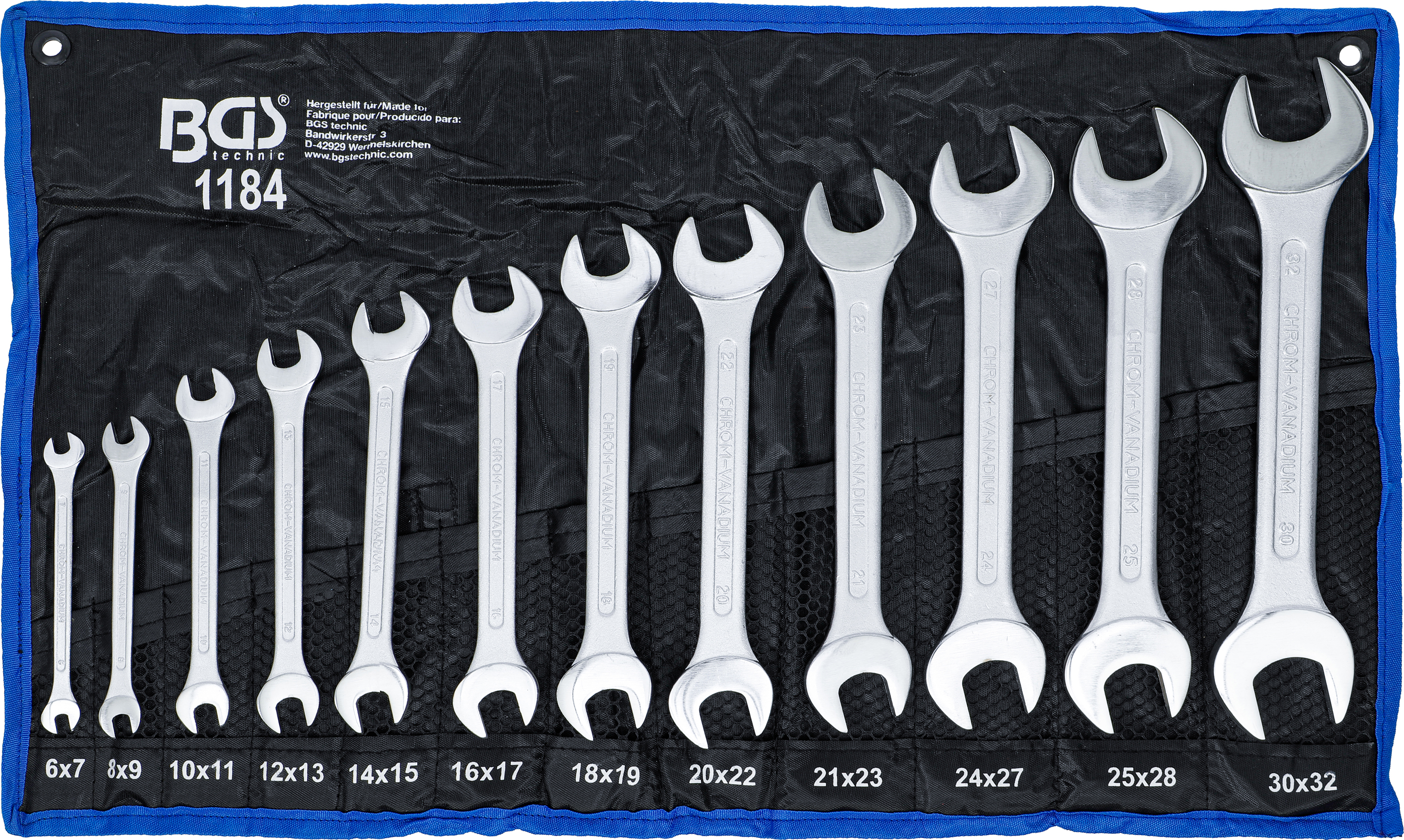 Dubbel U-nyckel-sats | 6 x 7 - 30 x 32 mm | 12 delar