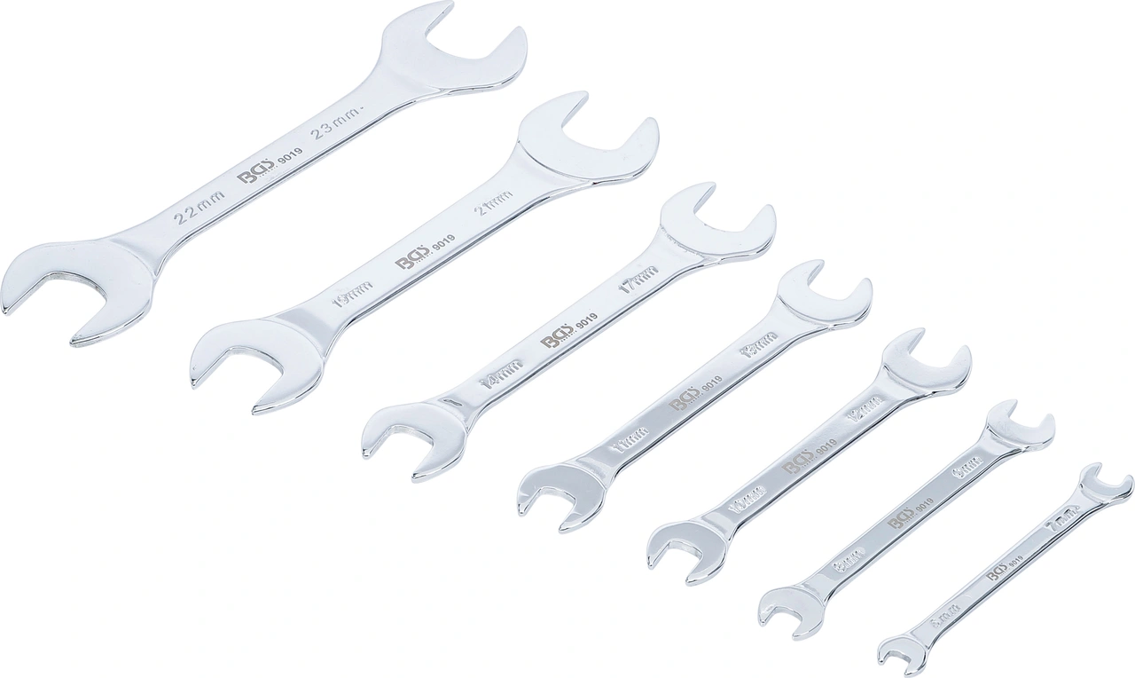 Dubbel U-nyckel-sats | extra platt | 6 - 23 mm | 7 delar