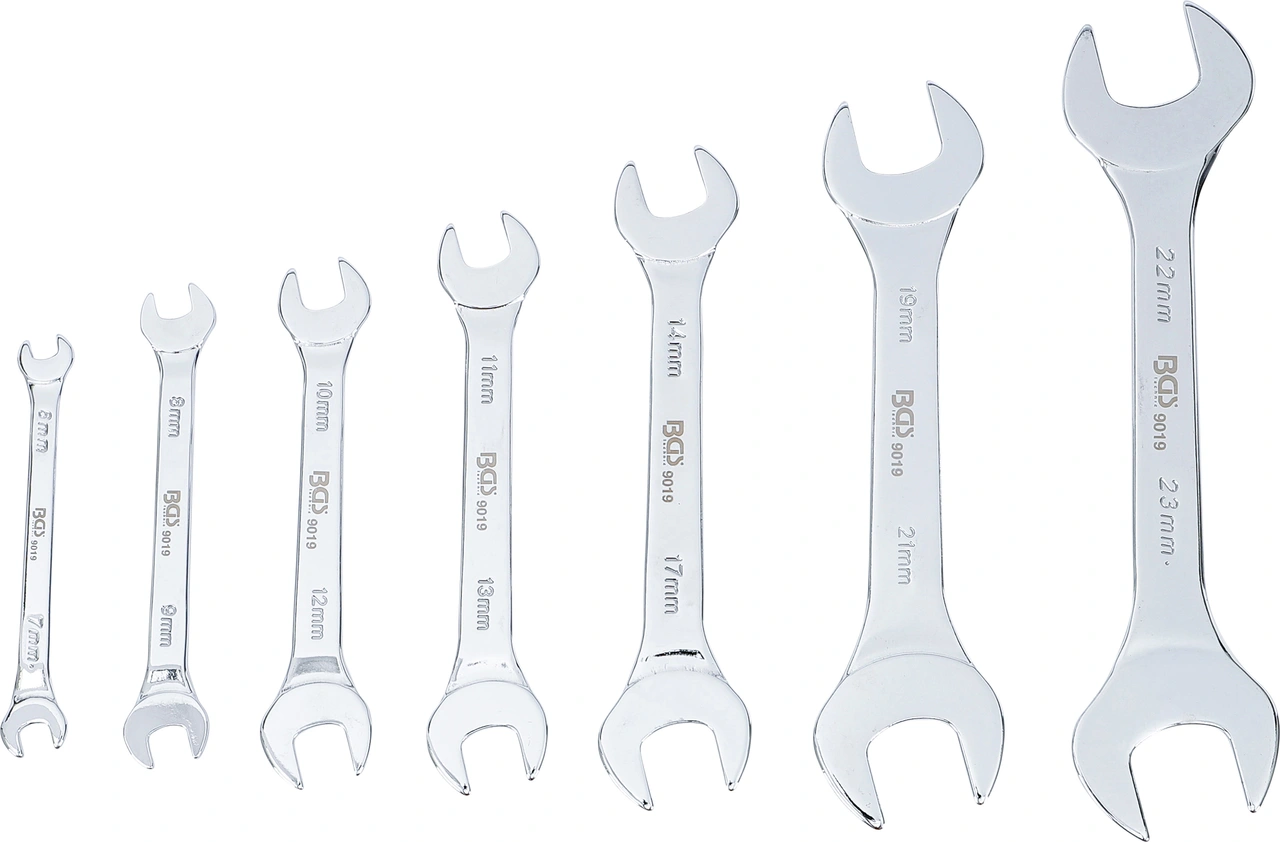 Dubbel U-nyckel-sats | extra platt | 6 - 23 mm | 7 delar