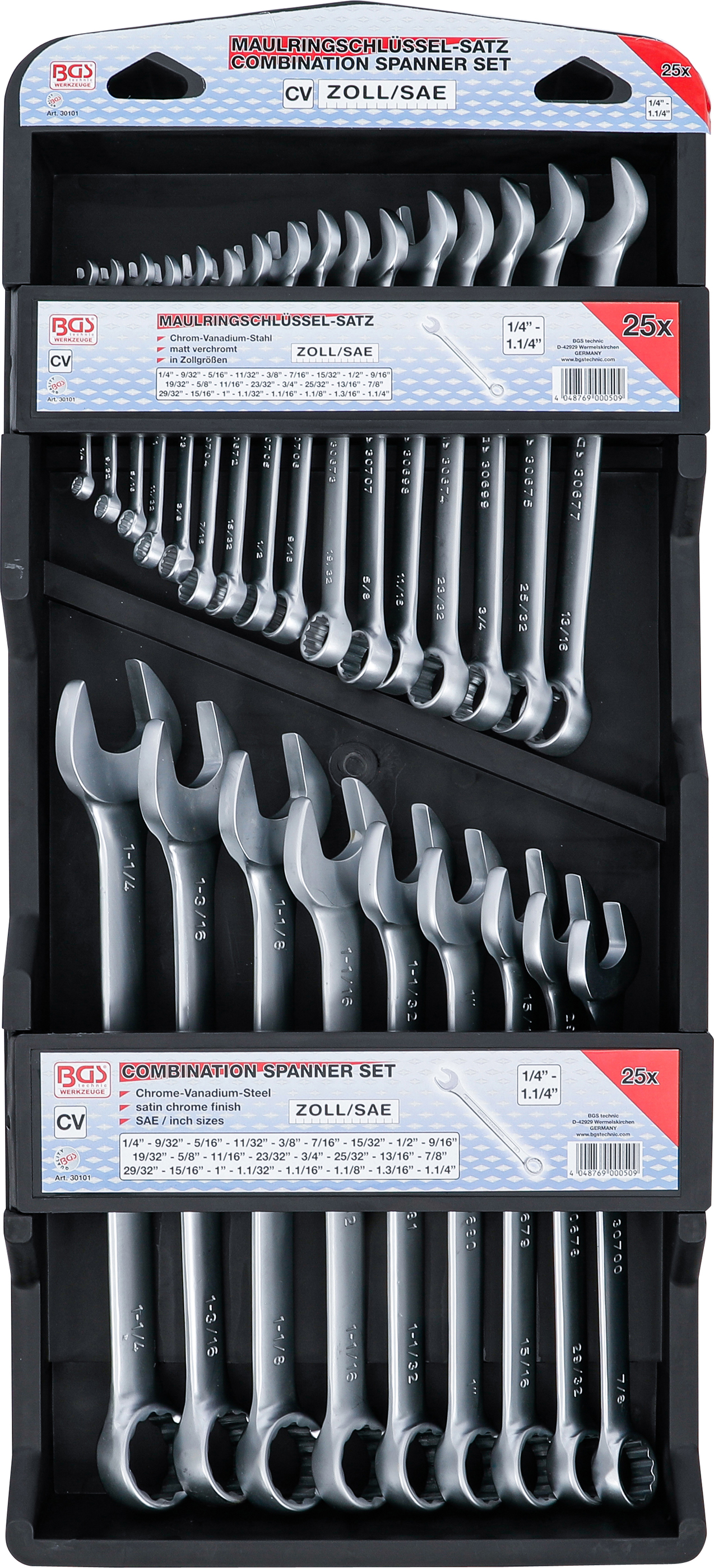 U-ringnyckel-sats | Tumsstorlekar | 1/4" - 1.1/4" | 25 delar