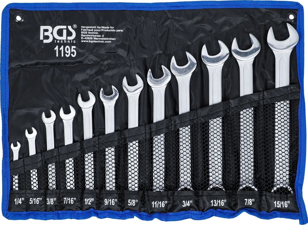 U-ringnyckel-sats | Tumsstorlekar | 1/4" - 15/16" | 12 delar