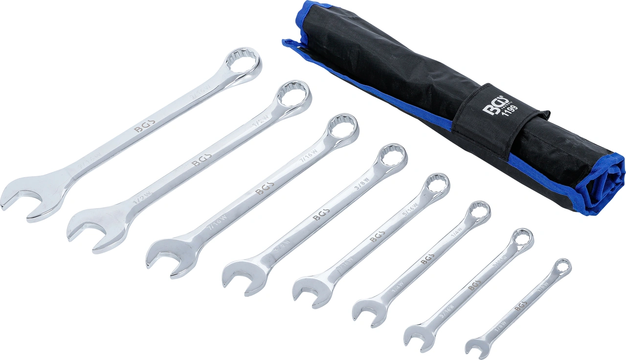 U-ringnyckel-sats | Tumsstorlekar | 1/8" - 9/16" Withworth | 8 delar