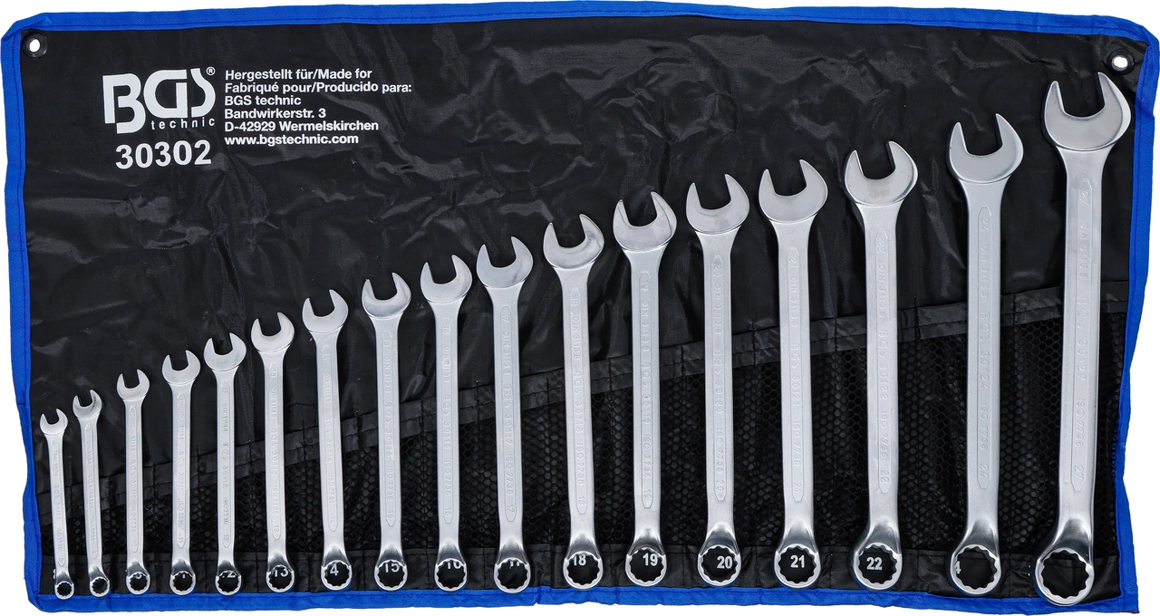 U-ringnyckel-sats | Bockad | 8 - 27 mm | 17 delar