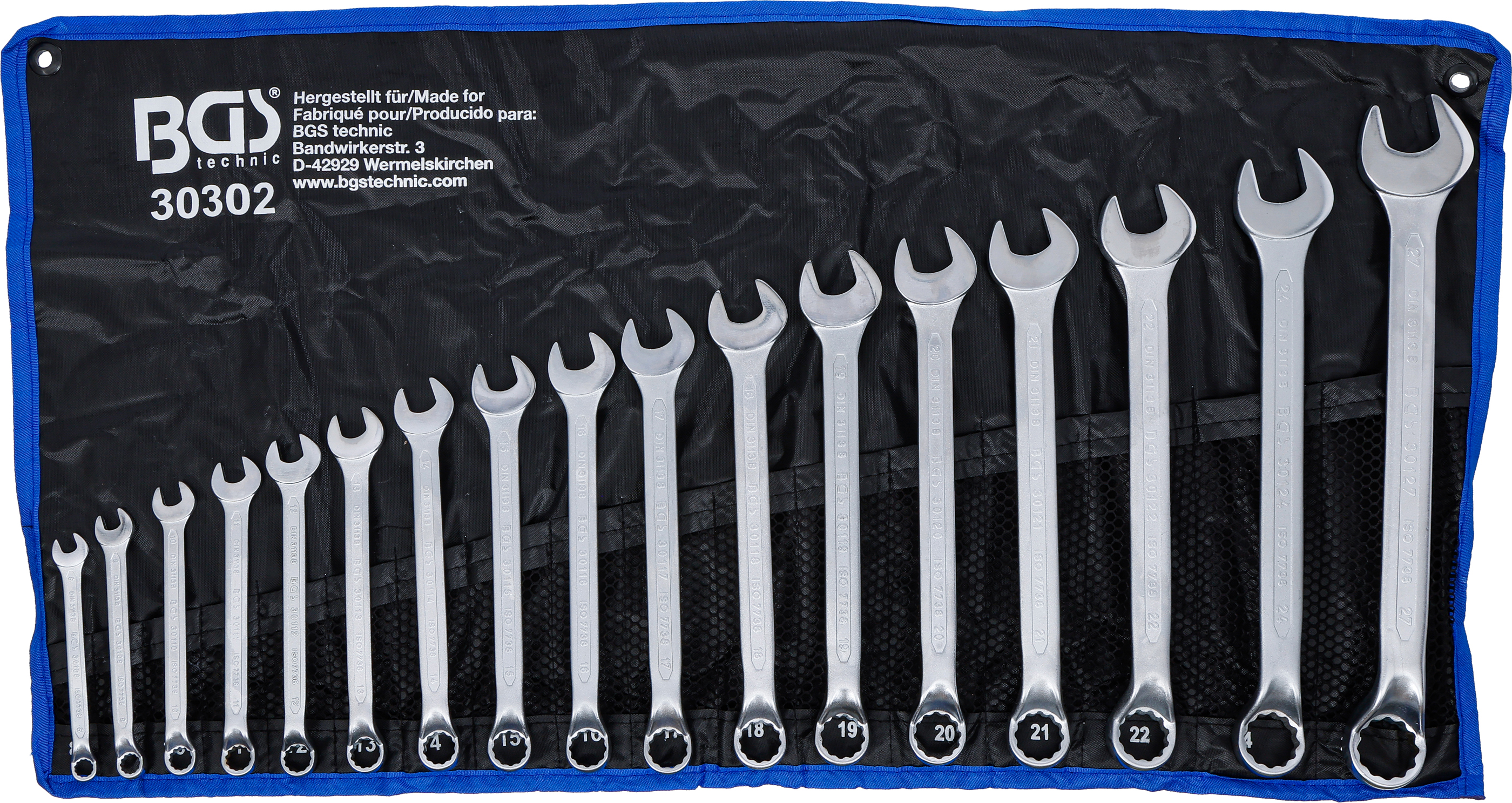 U-ringnyckel-sats | Bockad | 8 - 27 mm | 17 delar