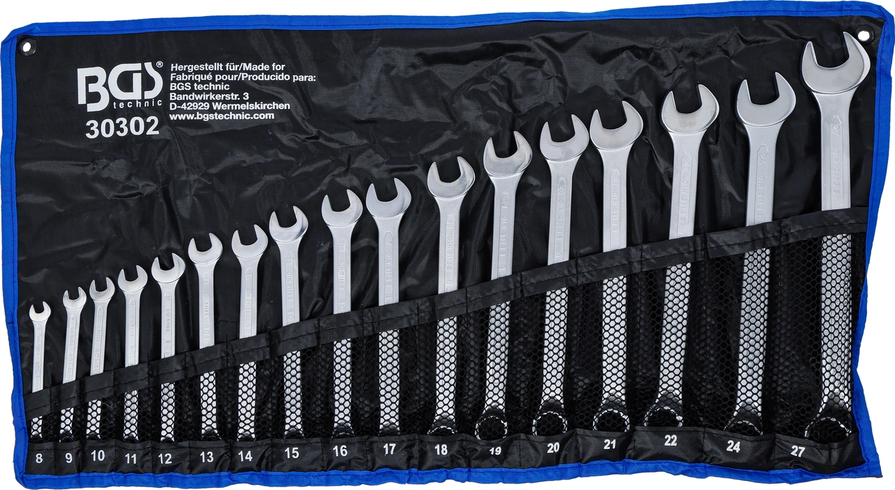 U-ringnyckel-sats | Bockad | 8 - 27 mm | 17 delar