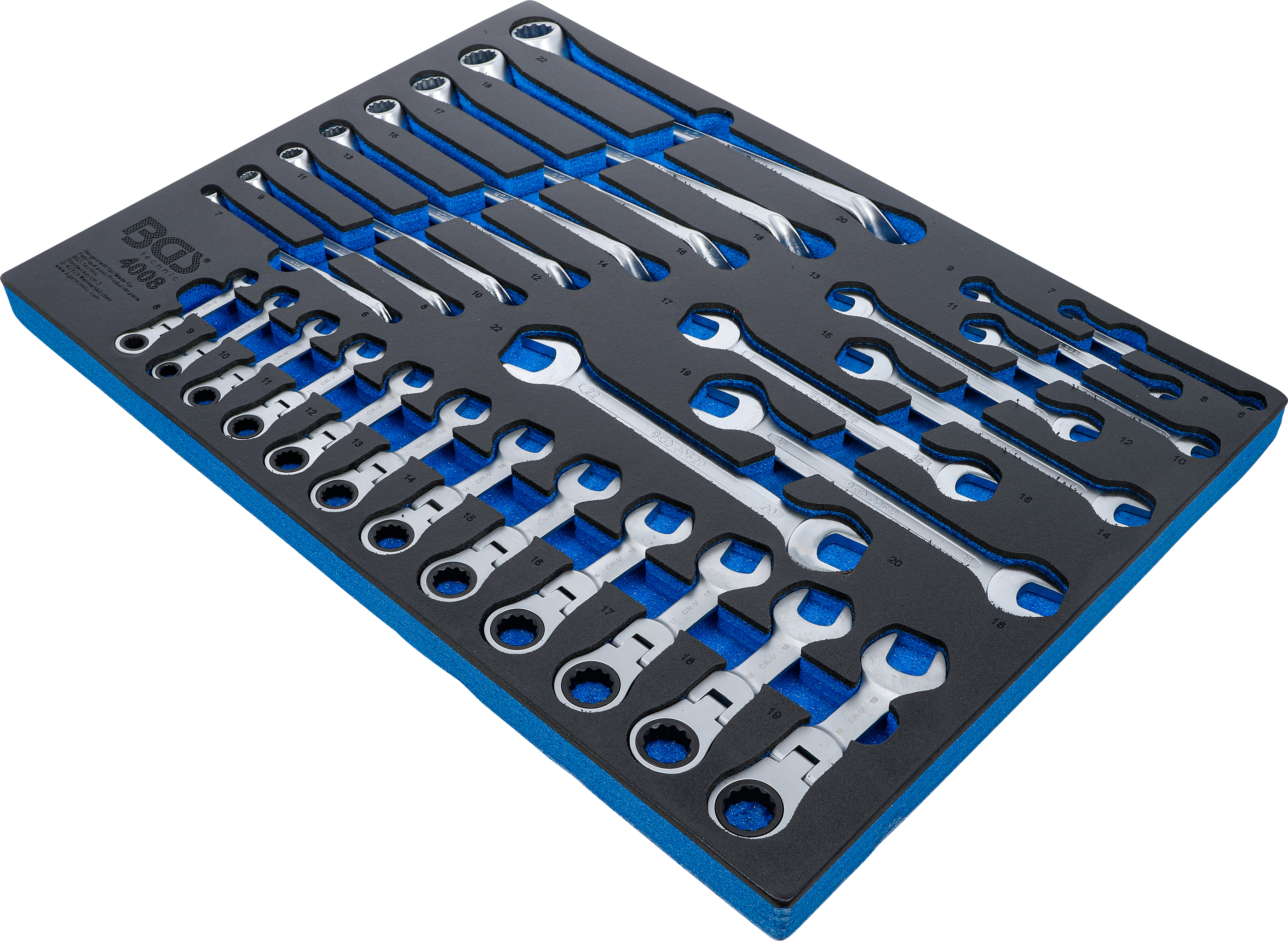 Verkstadsvagninlägg 3/3: U/ringnyckel, spärr-ringnyckel | vinkelbar | 28 delar