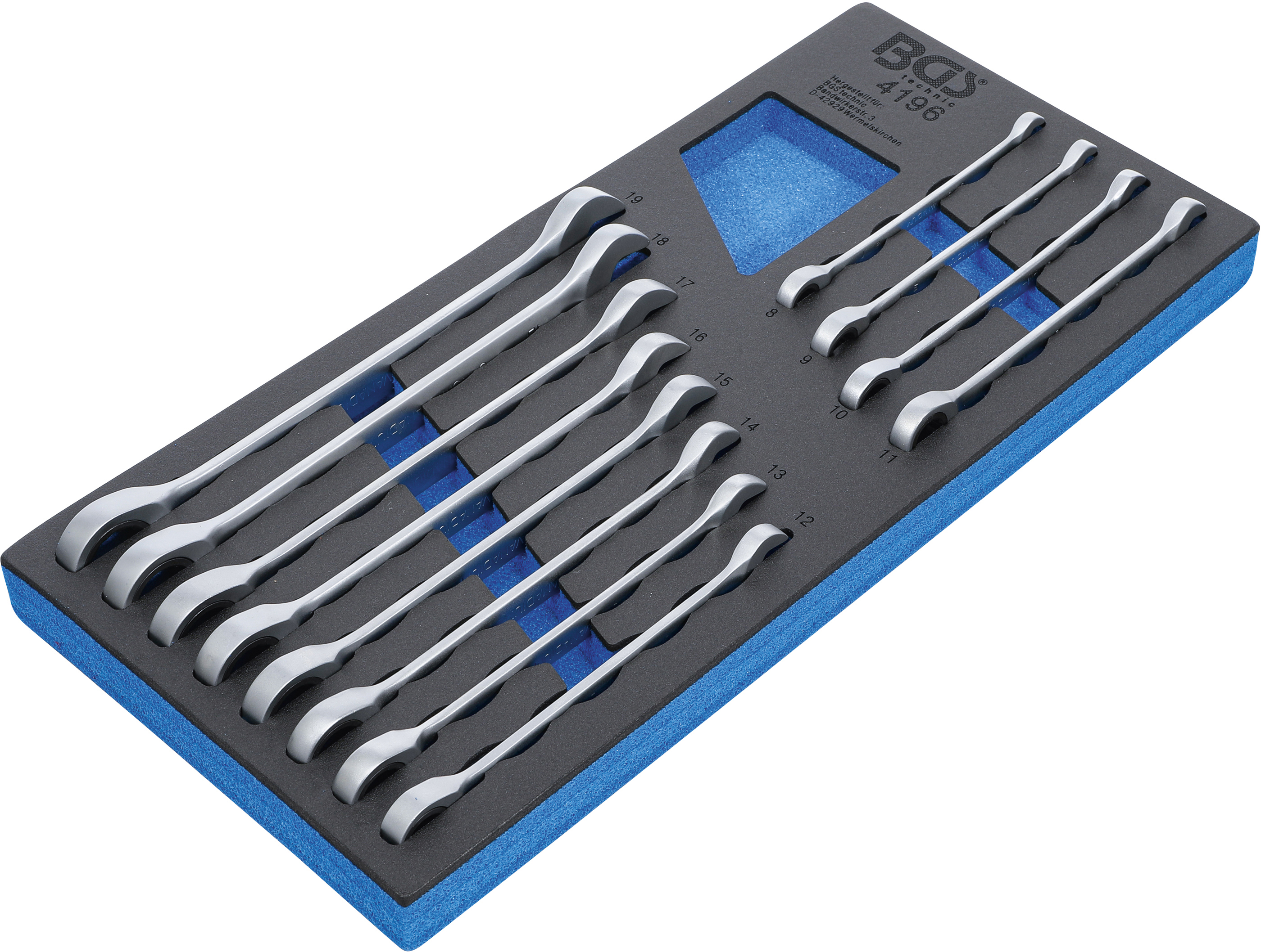 Verkstadsvagninlägg 1/3: Spärring-U-nyckel-sats | 8 - 19 mm | 12 delar