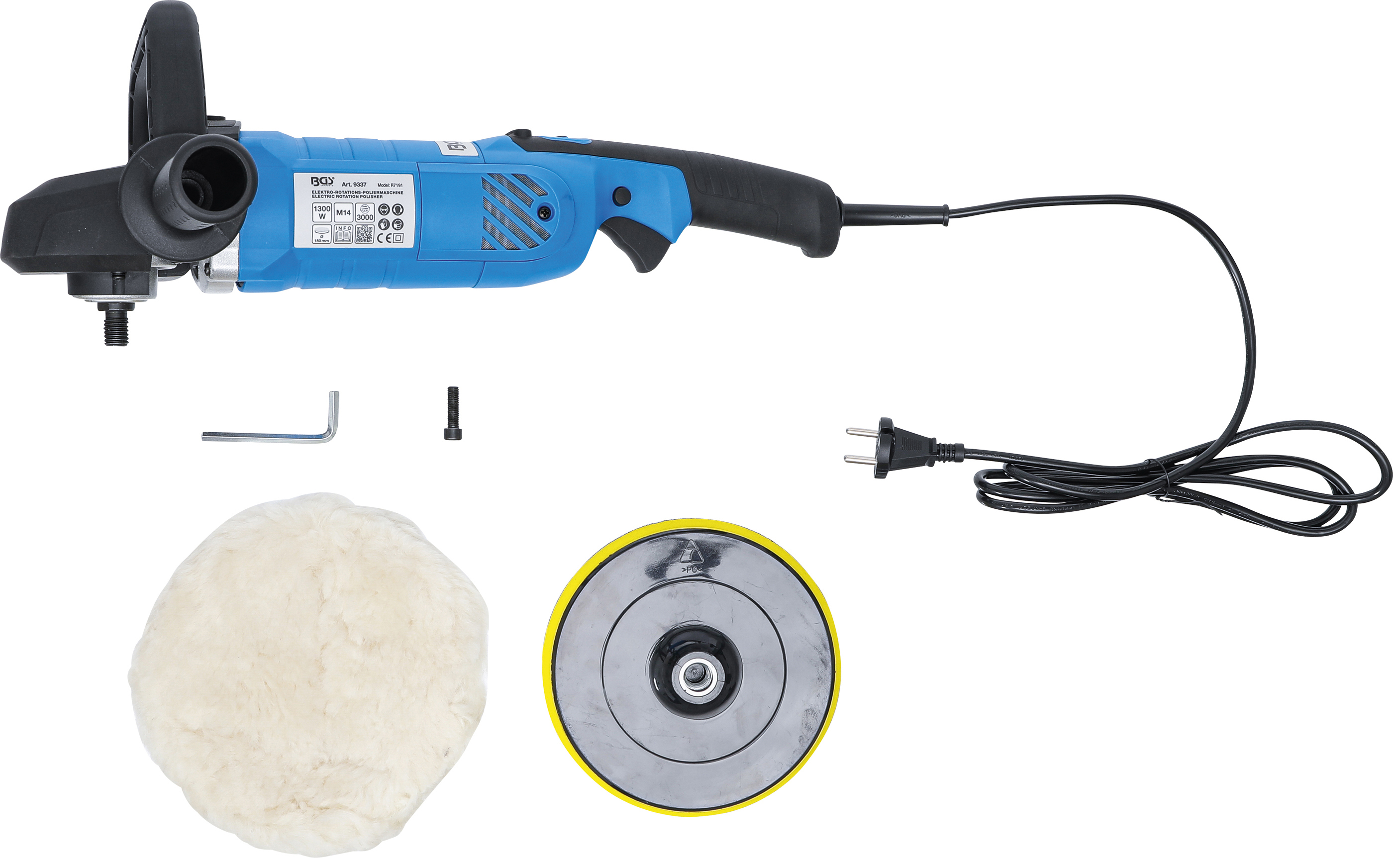 Eldriven polermaskin | max. 3000 r/min | 1300 W | Ø 180 mm