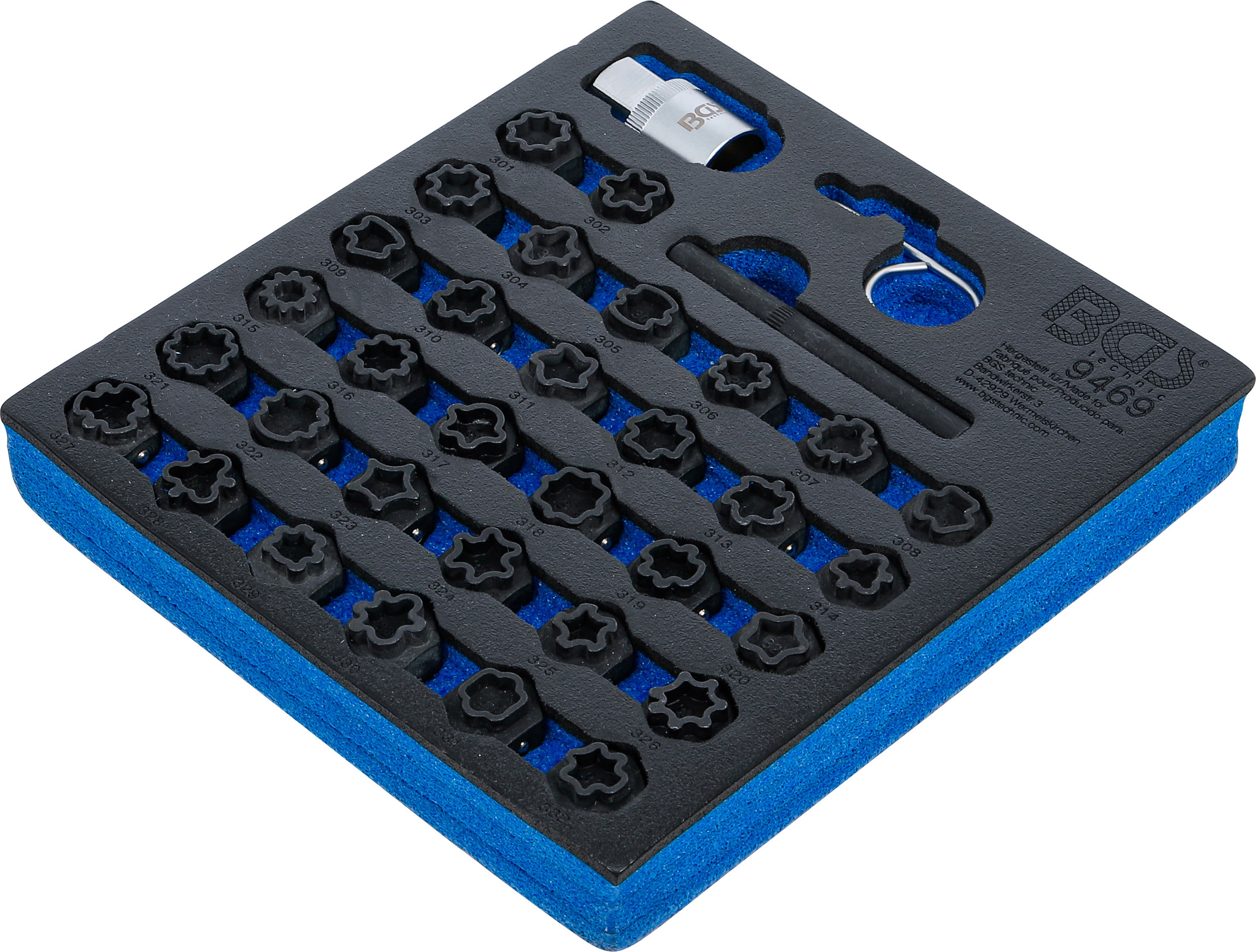 Verkstadsvagninlägg 1/6: Fälglås-Verktyg-sats för Mercedes-Benz | 35 delar