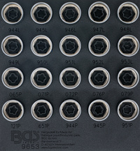 Verkstadsvagninlägg 1/6: Fälglås-Verktyg-sats för Volvo | 20 delar