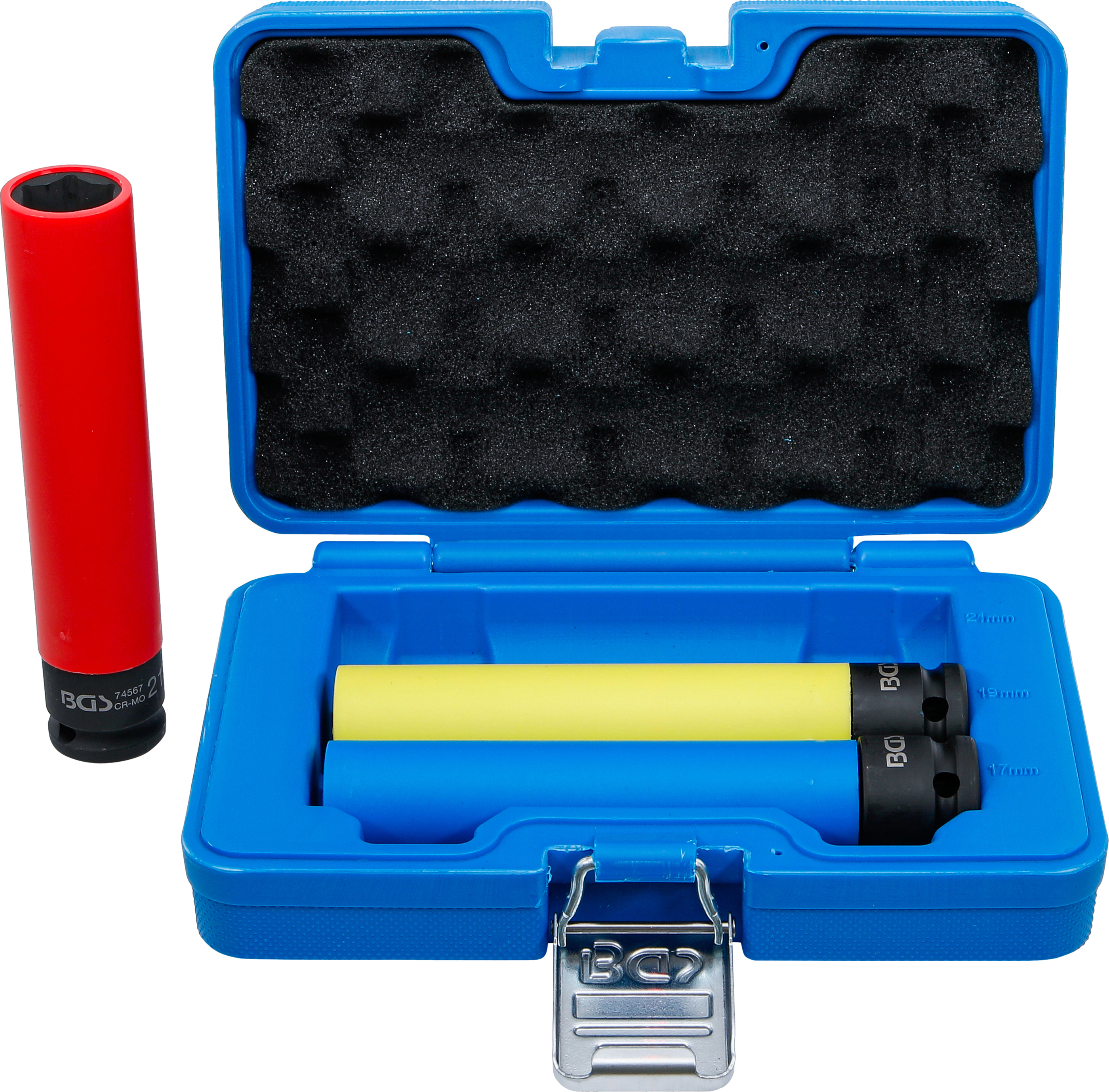 Kraft-Skoninsats-sats | extra djup | 12,5 mm (1/2") | 17 / 19 / 21 mm | 3 delar