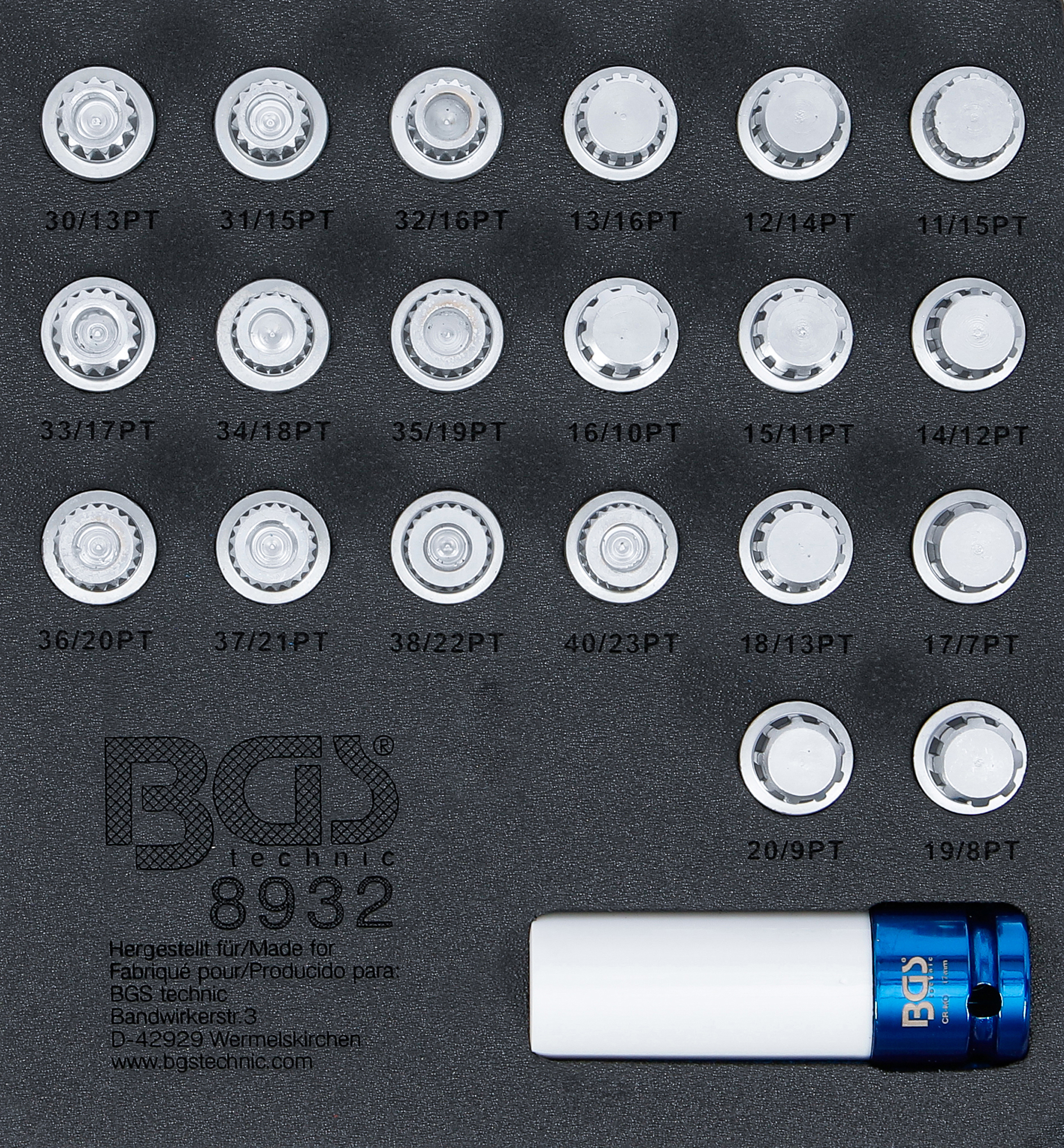 Verkstadsvagninlägg 1/6: Fälglås-Verktyg-sats för BMW | 21 delar