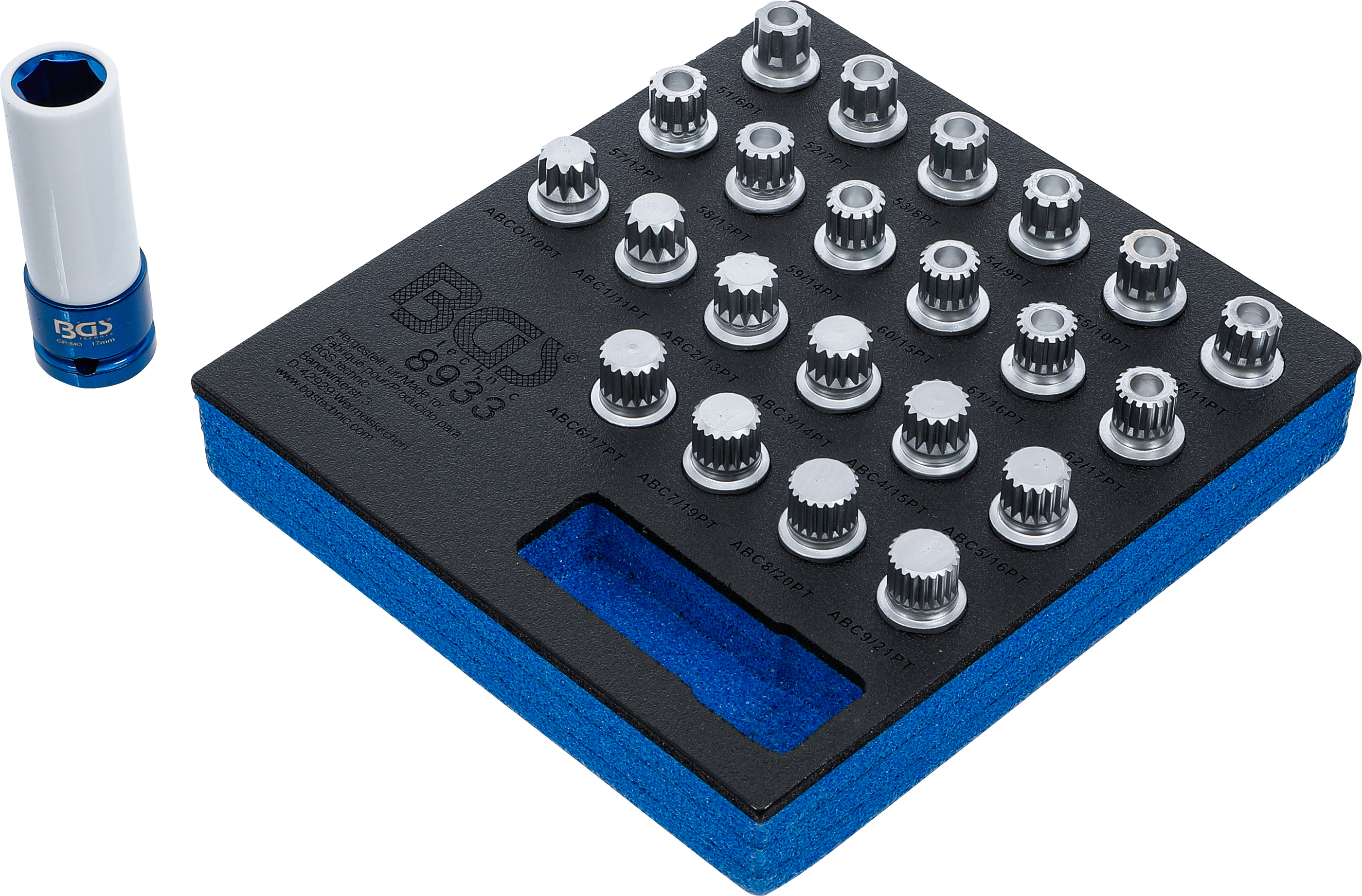 Verkstadsvagninlägg 1/6: Fälglås-Verktyg-sats för VAG | 23 delar