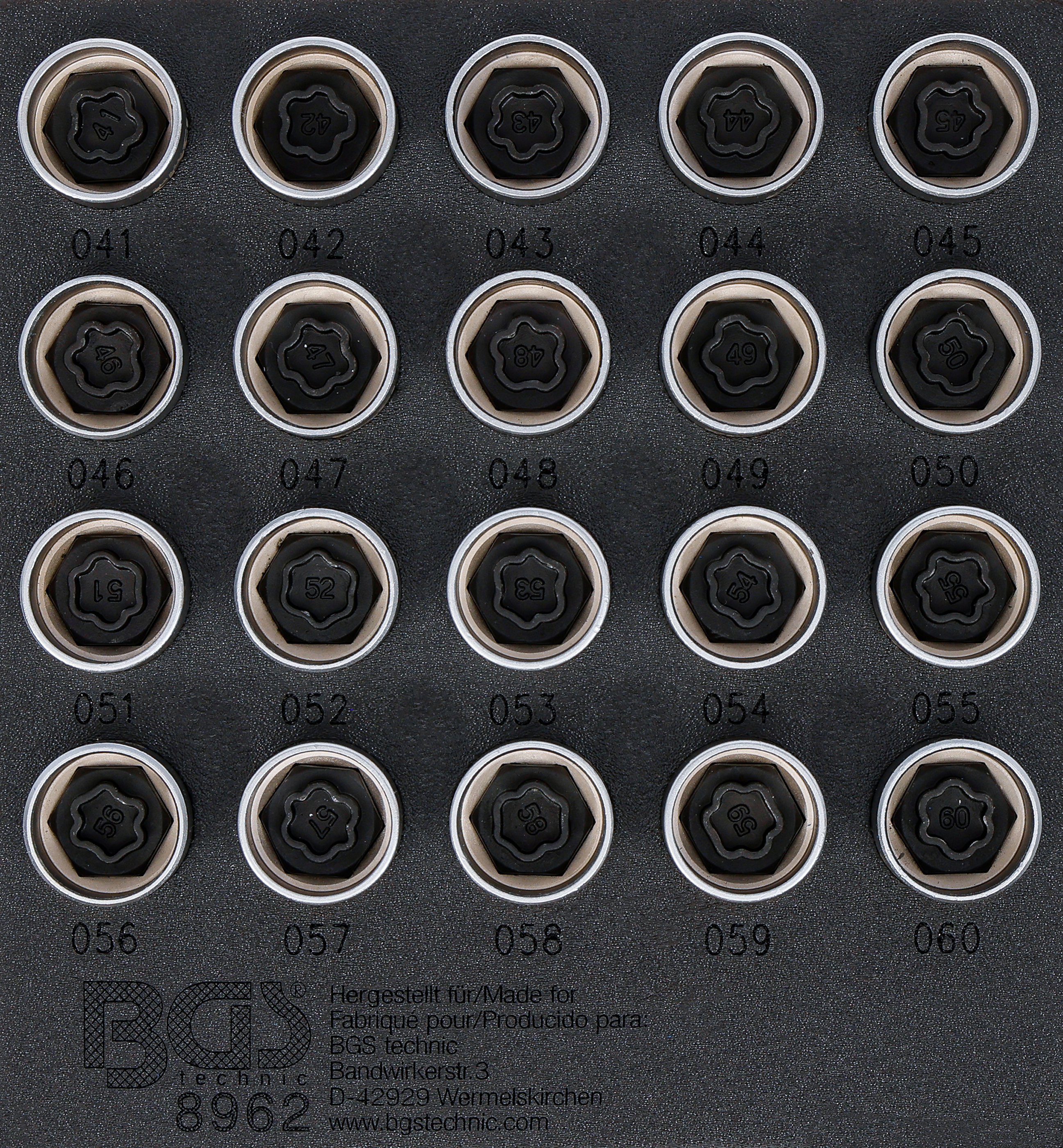 Verkstadsvagninlägg 1/6: Fälglås-Verktyg-sats för BMW | 20 delar