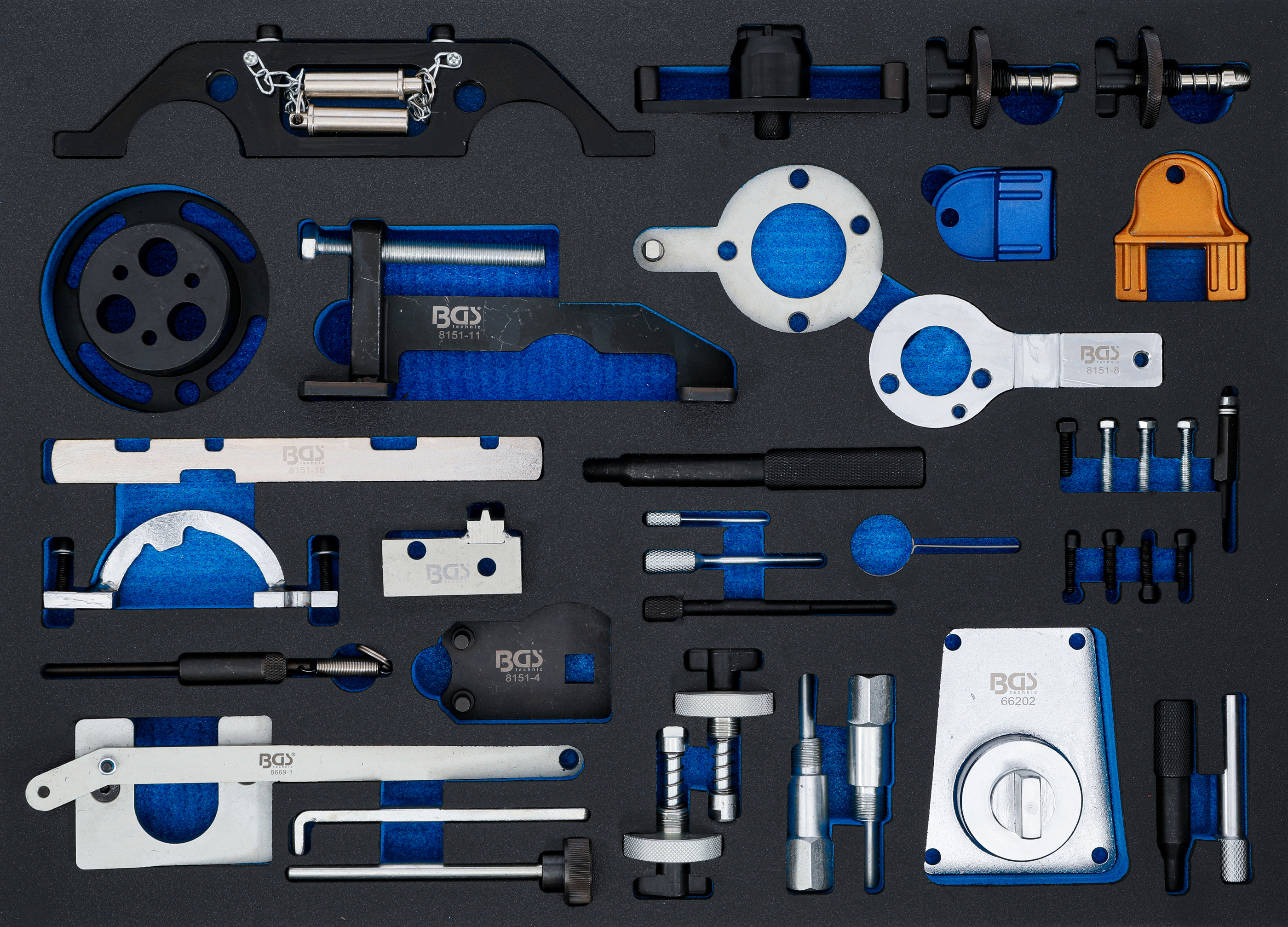 Verkstadsvagninlägg 3/3: Motor-Inställningsverktyg-sats | för Opel, Chevrolet, Saab, Fiat, Lancia, Suzuki, Ford