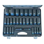 Krafthylssats Lång 1/2" 6-kant 10-46mm 29-delar