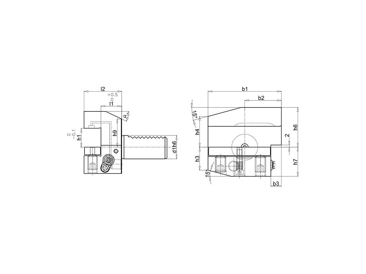 VDI Hållare radiell B3A IK höger 30x20x40mm