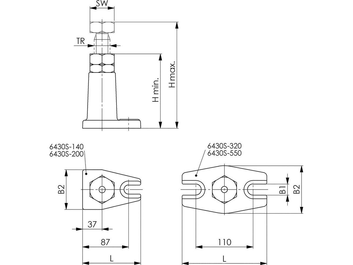 Skruvstöd Stl. 140, 100-140mm, 60 kN