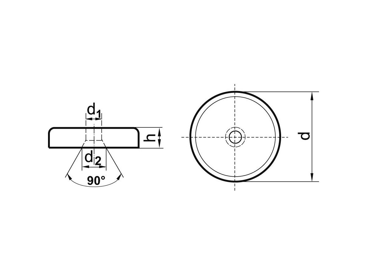 Neodym Magnet med fs skruvhål 47x9,2mm