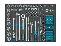 Verktygsinsats 163-513/122N,  3/3, Hylsnyckelsats 1/2"+3/8"+1/4"