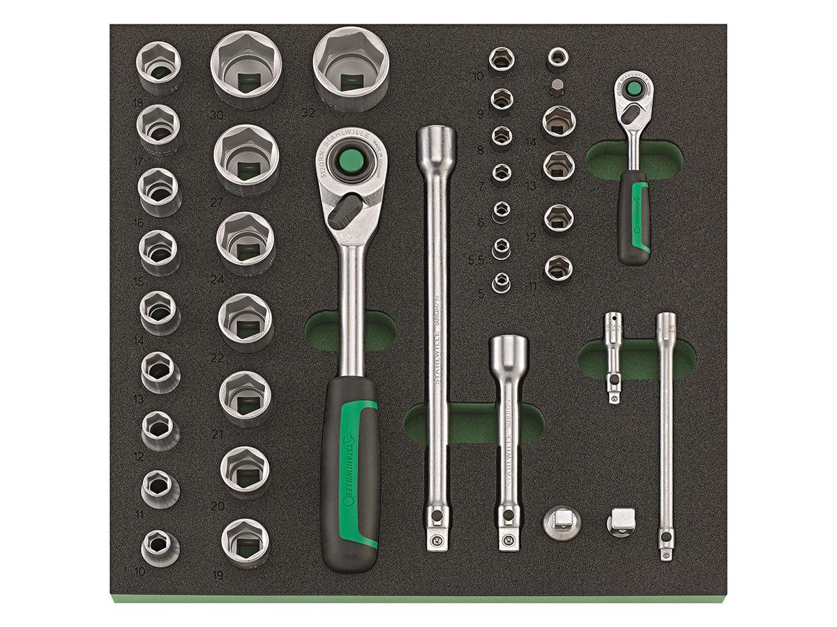 Verktygsinsats 2/3 Hylsnyckelsats 1/4+1/2"