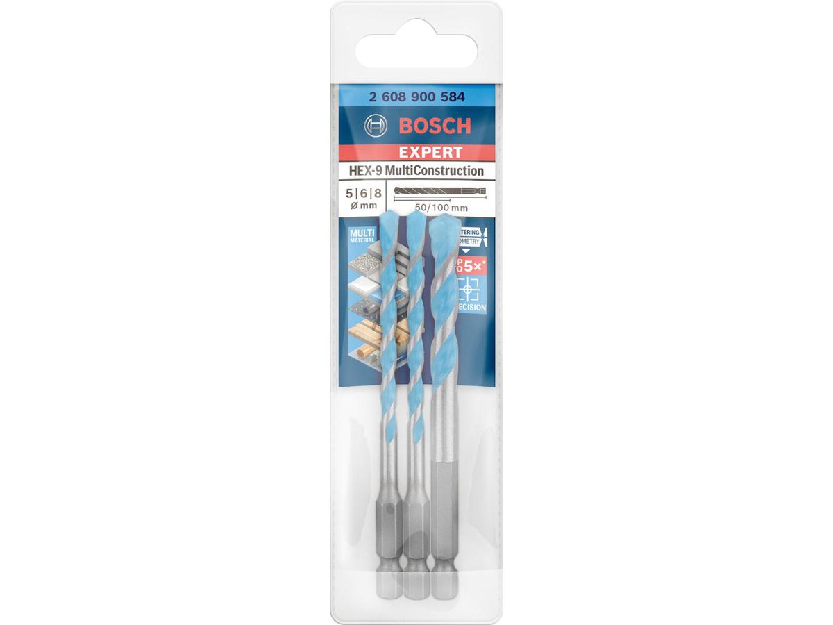 Universalborrsats Expert HEX-9 3-delar, 5/6/8 mm