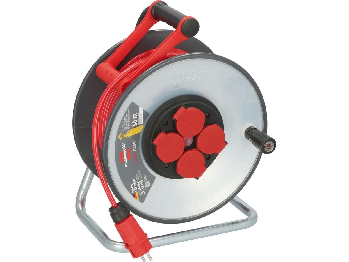Kabelvinda stål Proffesional 4-uttag 50m PU H07BQ-F3G1,5 IP44