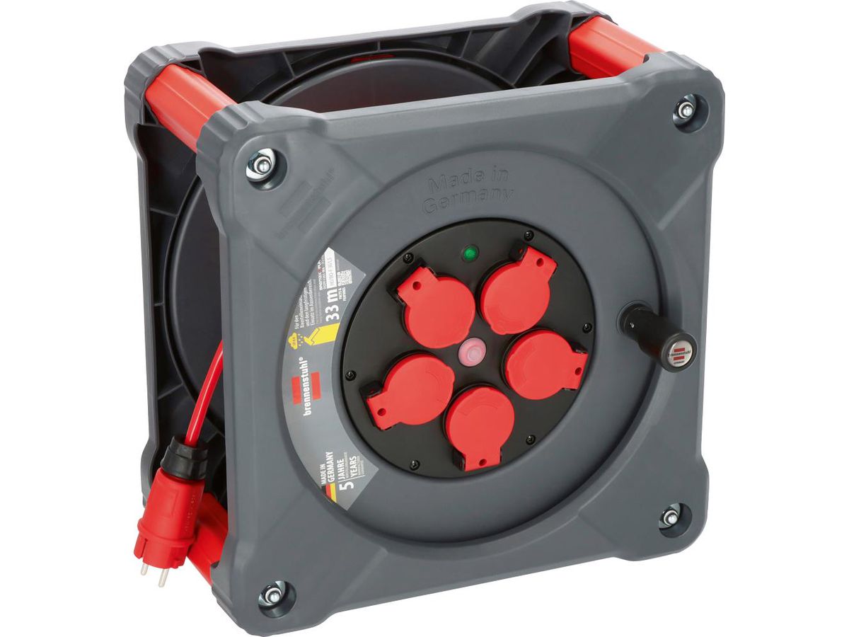 Kabelvinda Professional 5-uttag 33m PU H07BQ-F3G1,5 IP44