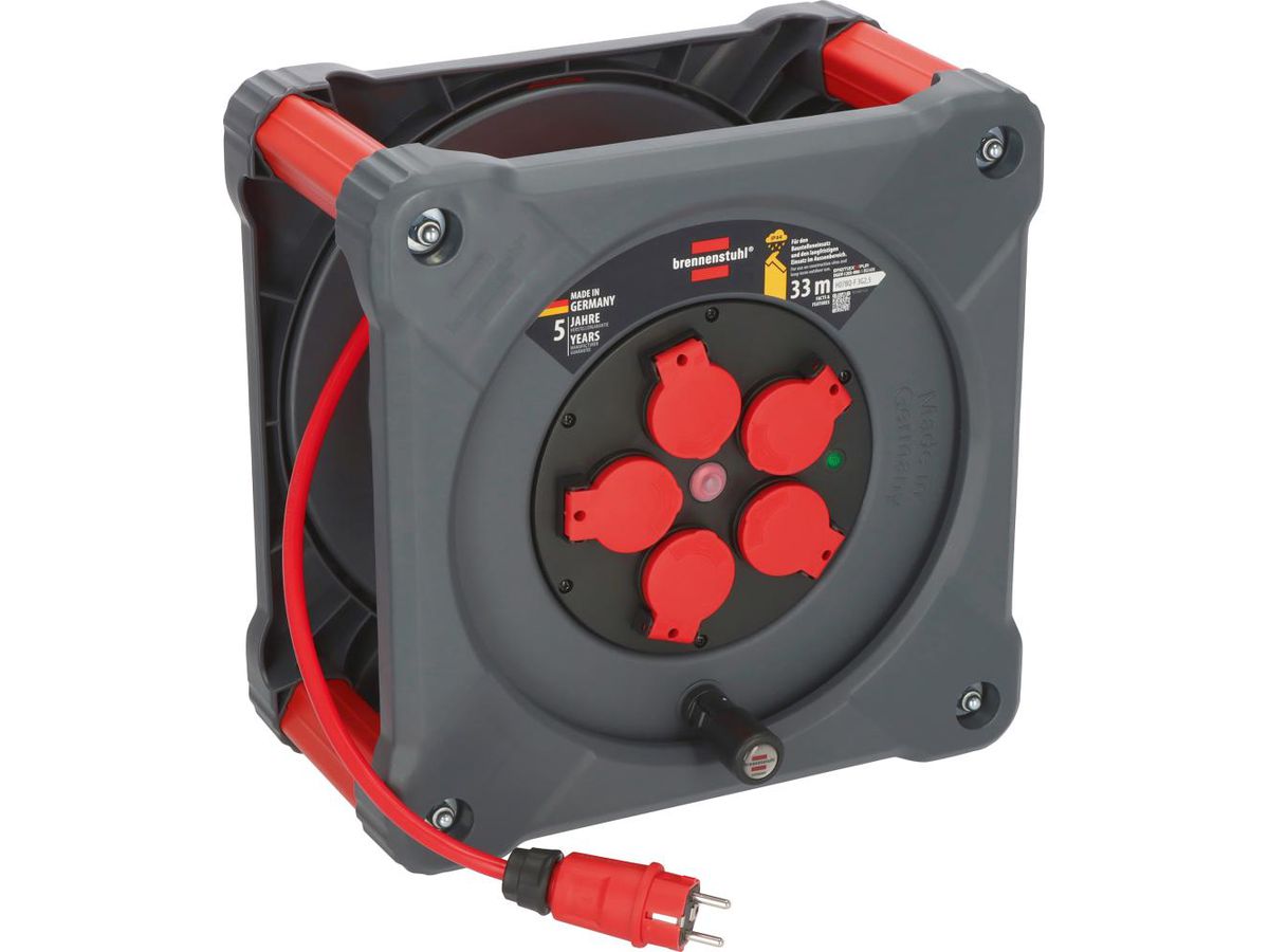 Kabelvinda Professional 5-uttag 33m PU H07BQ-F3G2,5 IP44