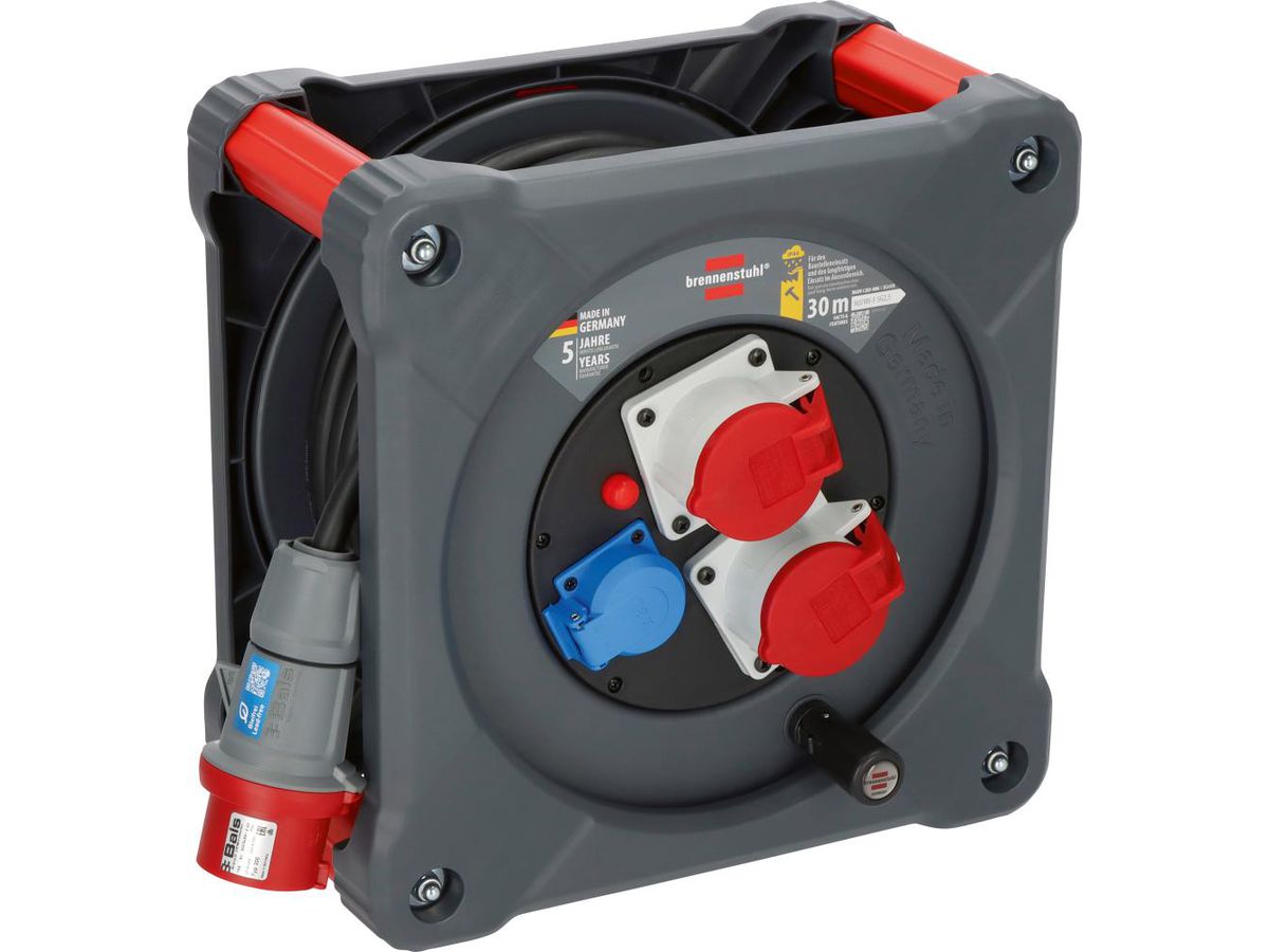 Kabelvinda Professionel CEE 2x400V 16A + 1x230V uttag, 30m NE H07RN-FG2,5 IP44