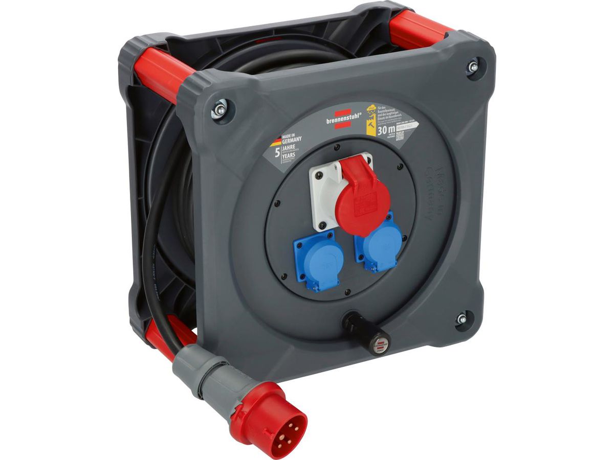 Kabelvinda Professionel CEE 400V 16A + 2x230V uttag, 30m NE H07RN-FG2,5 IP44